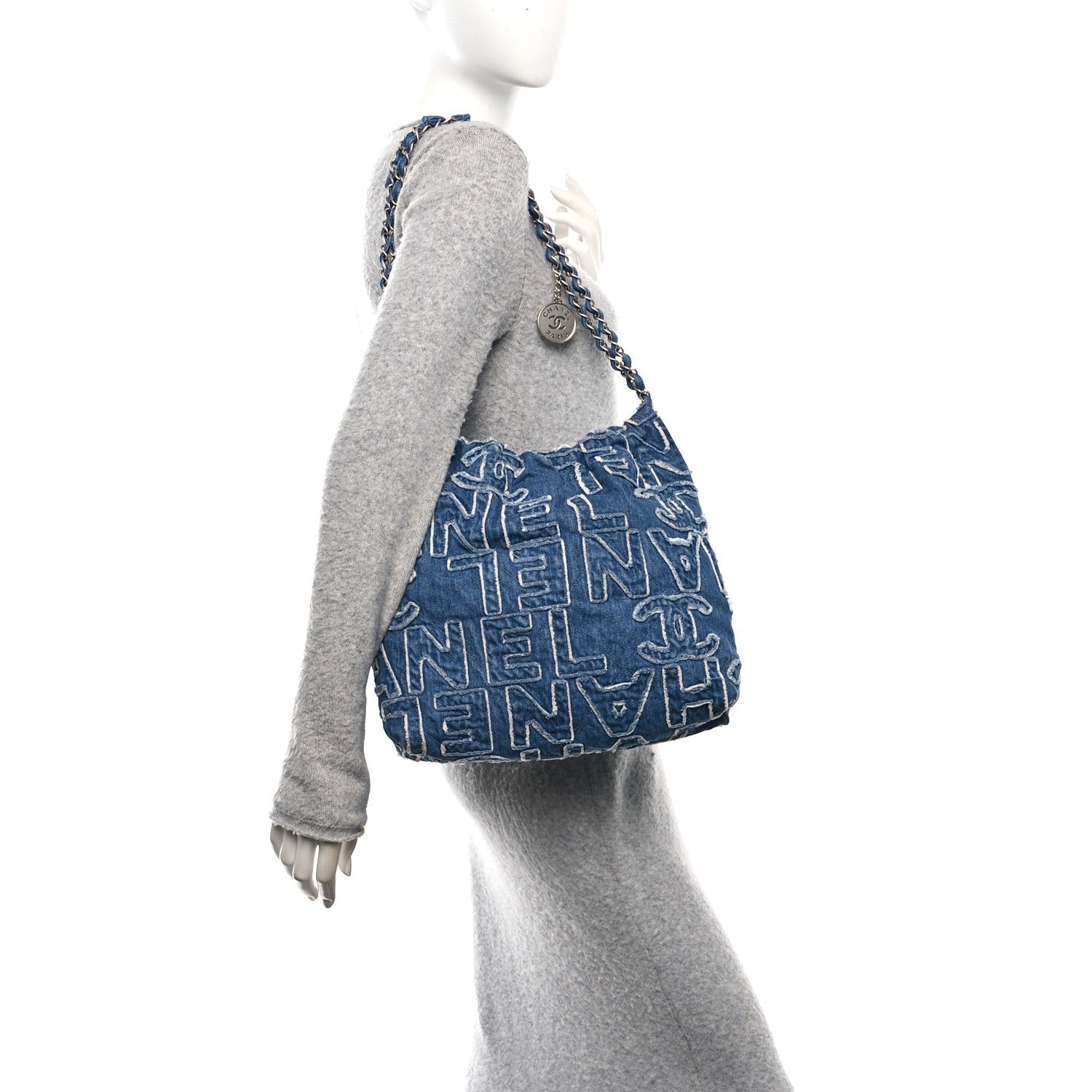 Denim Patchwork Logo Chanel 22 Blue