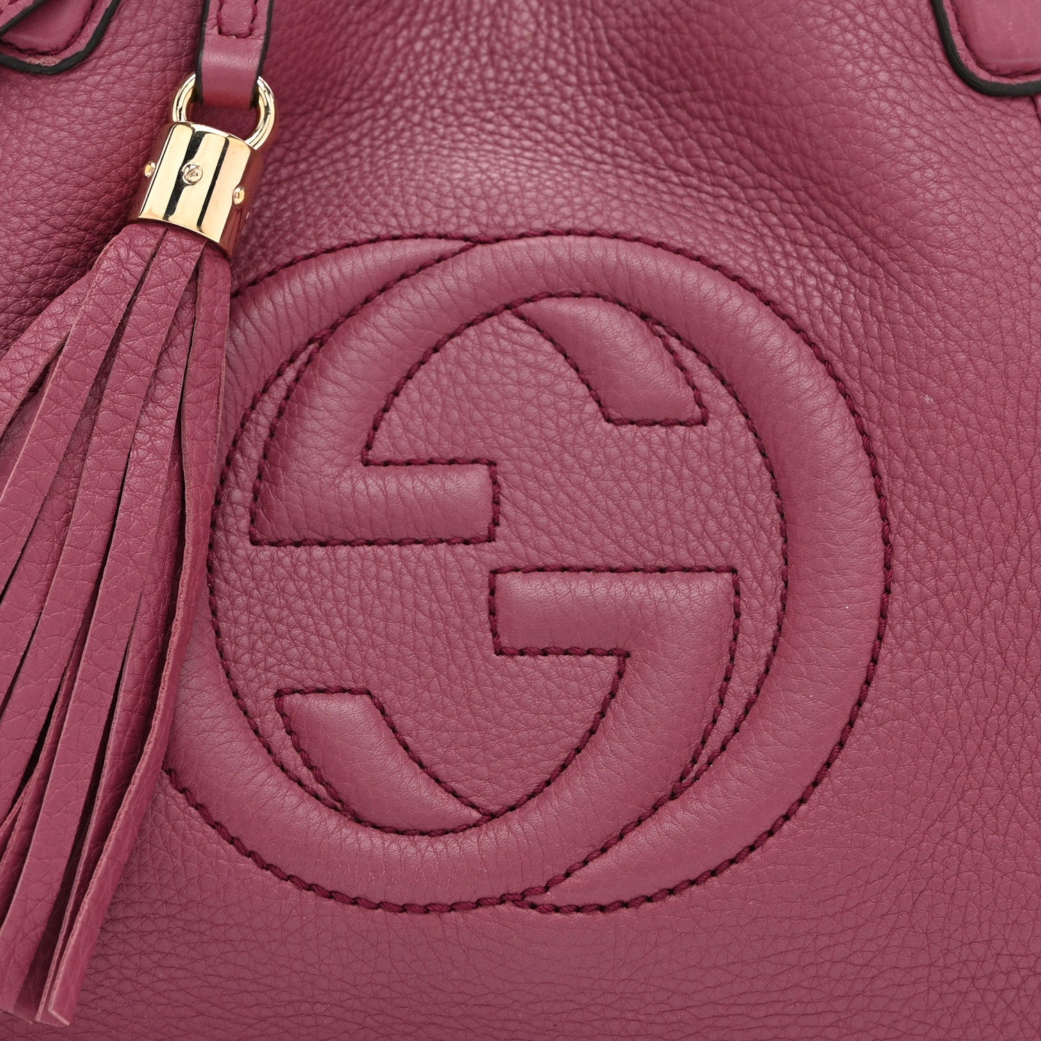 Pebbled Calfskin Small Soho Shoulder Bag Peonia Flower