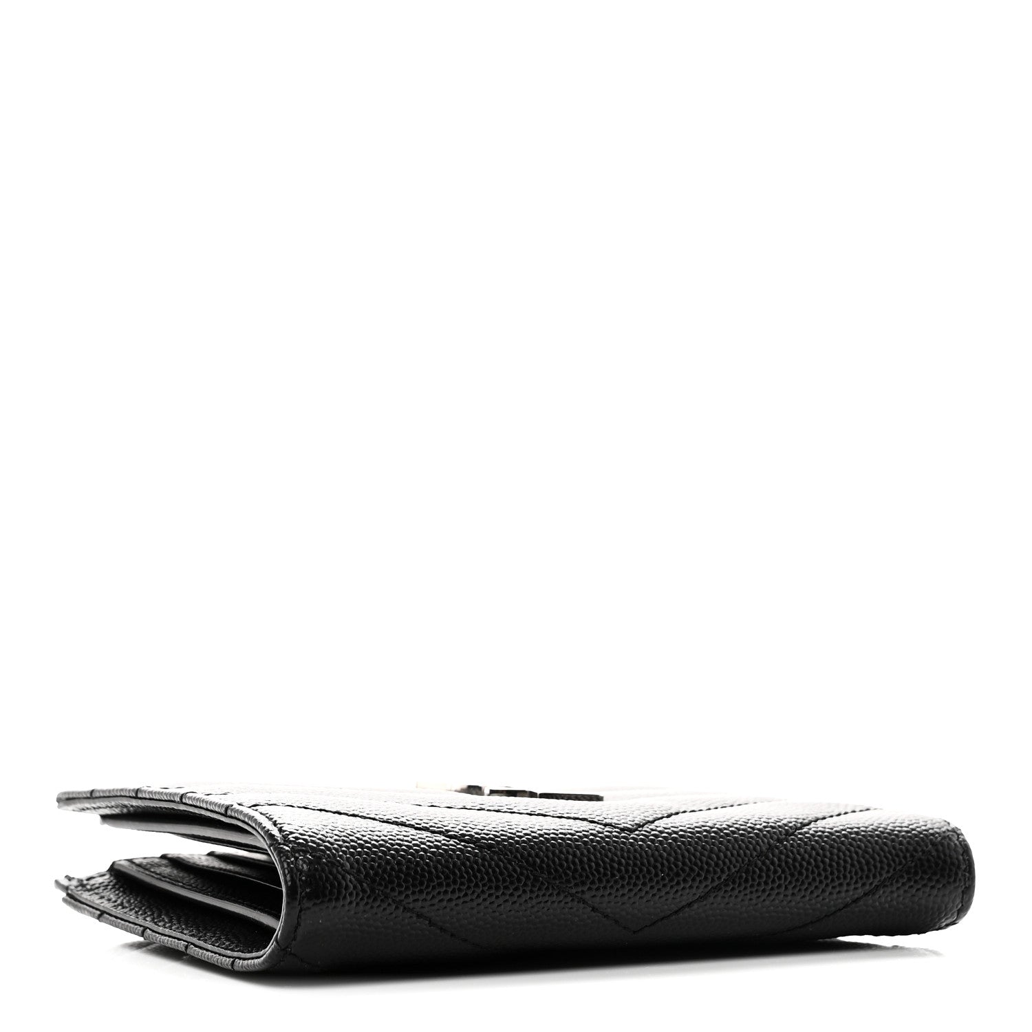 Grain De Poudre Matelasse Chevron Monogram Zipped Two-Part Wallet Black