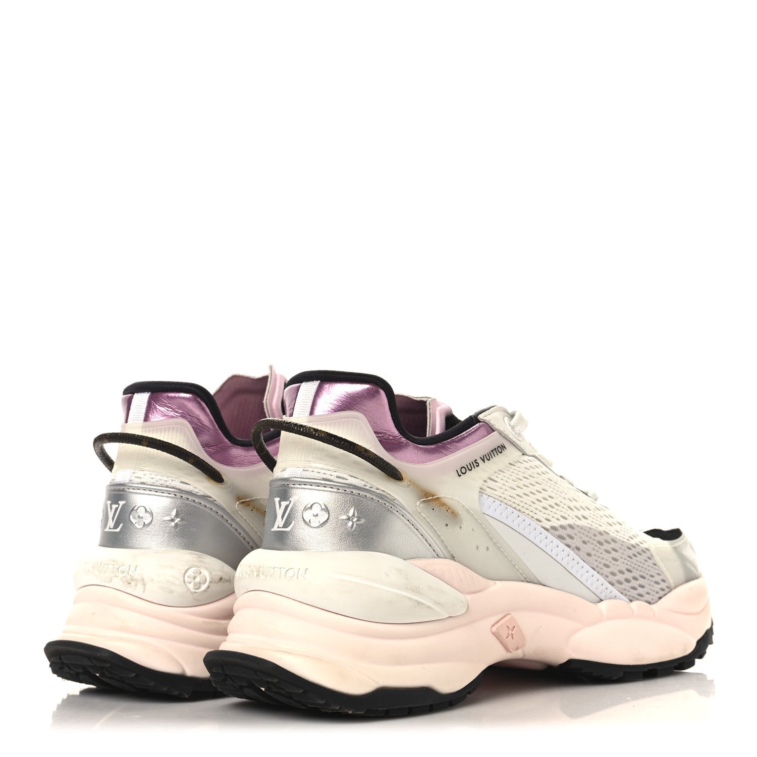 Mix Materials Suede Calfskin Run 55 Sneakers 39 Pink