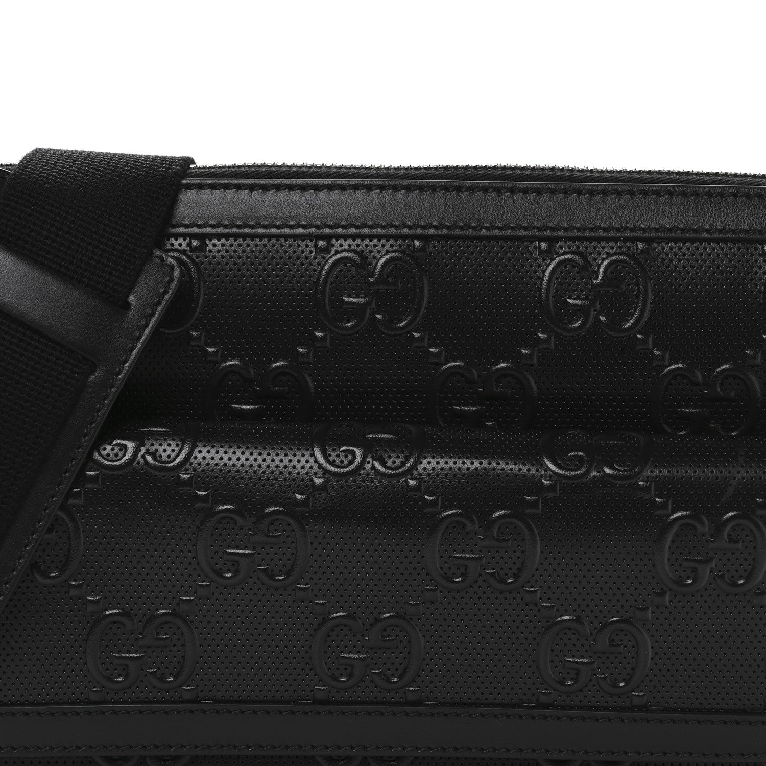Calfskin GG Tennis Embossed Shoulder Bag Black