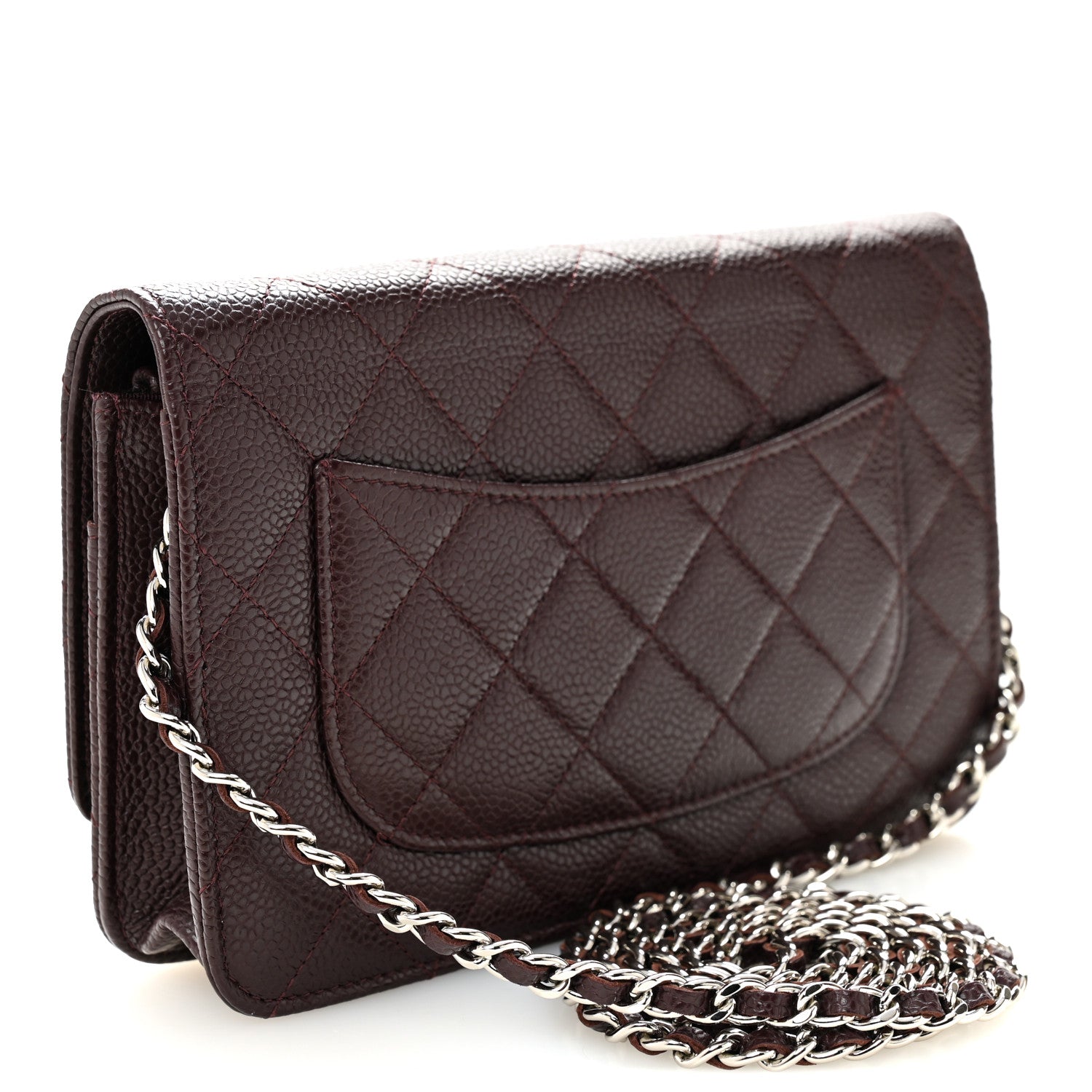 Caviar Quilted Wallet on Chain WOC Burgundy