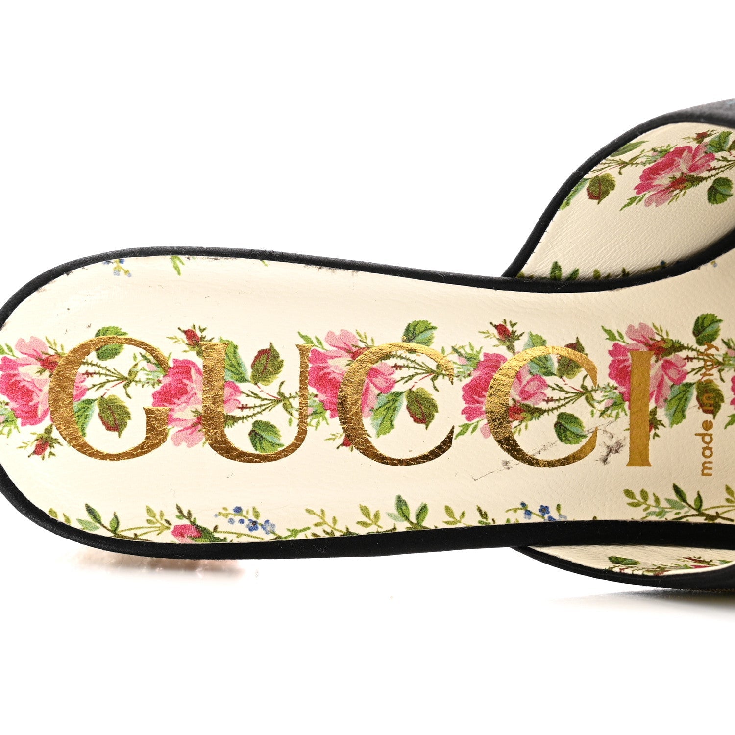 Satin Dragon Embroidered Candy Mules 36.5 Black