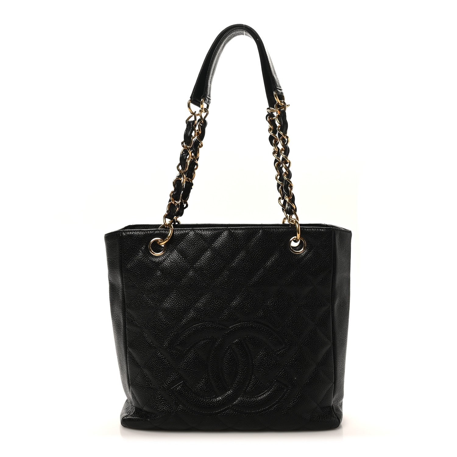 Caviar Quilted Petit Shopping Tote PST Black