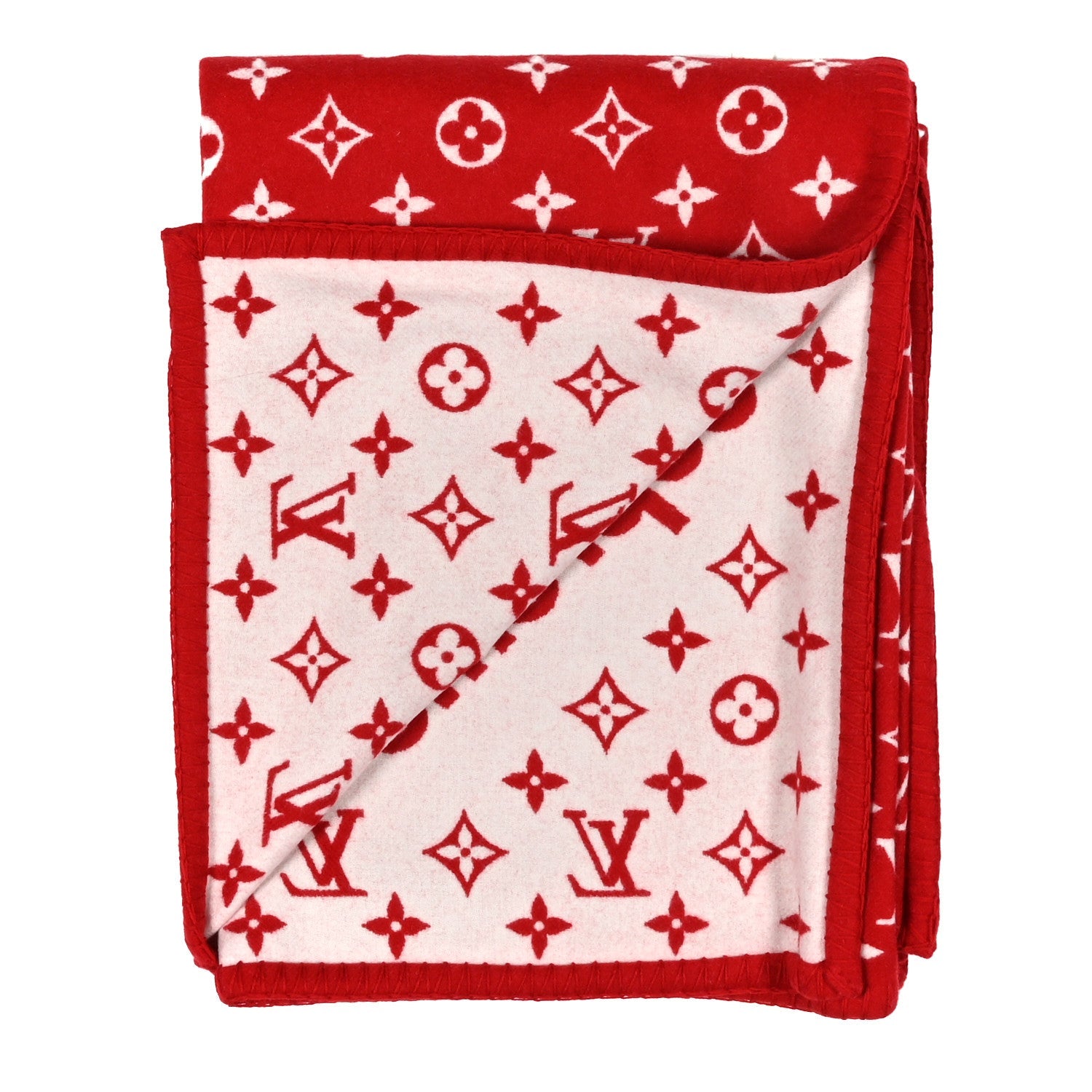 X SUPREME Wool Cashmere LV Blanket Red White