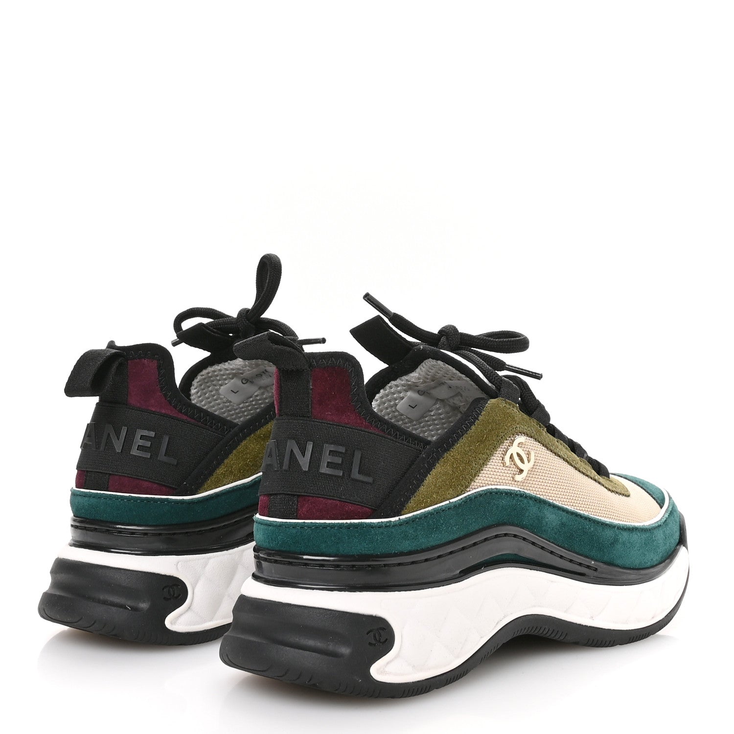 Fabric Suede CC Sneakers 36.5 Beige Dark Green Green