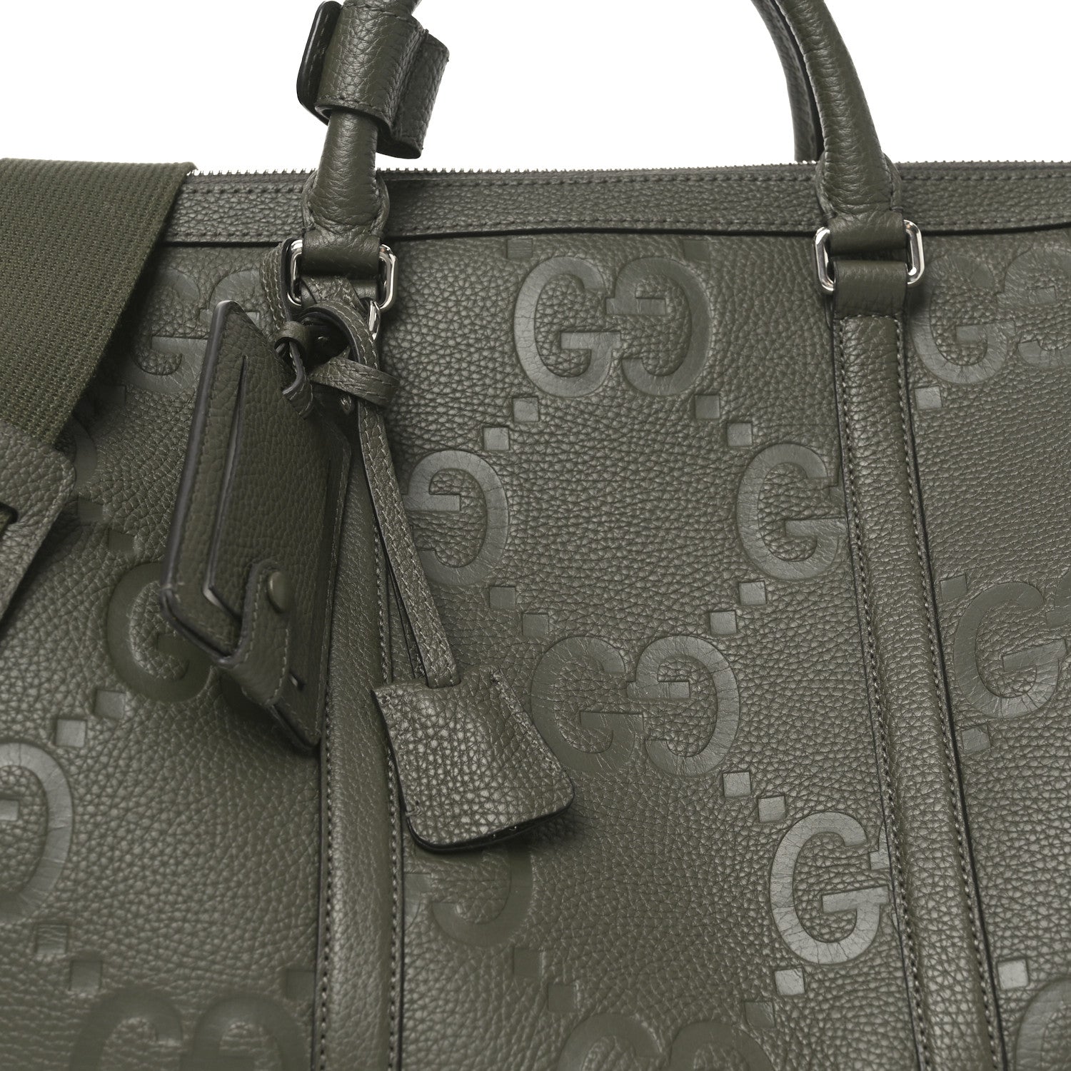 Piuma Calfskin Jumbo GG Embossed Large Duffle Bag Dark Vintage Olive