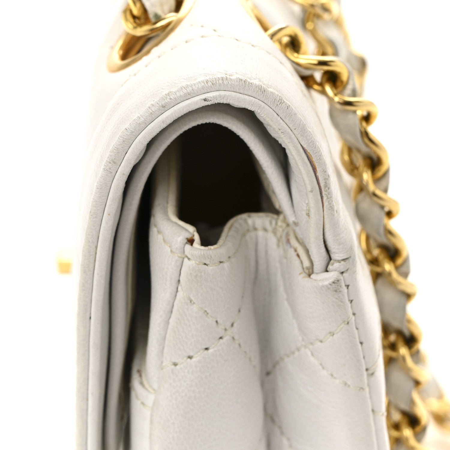 Lambskin Quilted Small Flap White