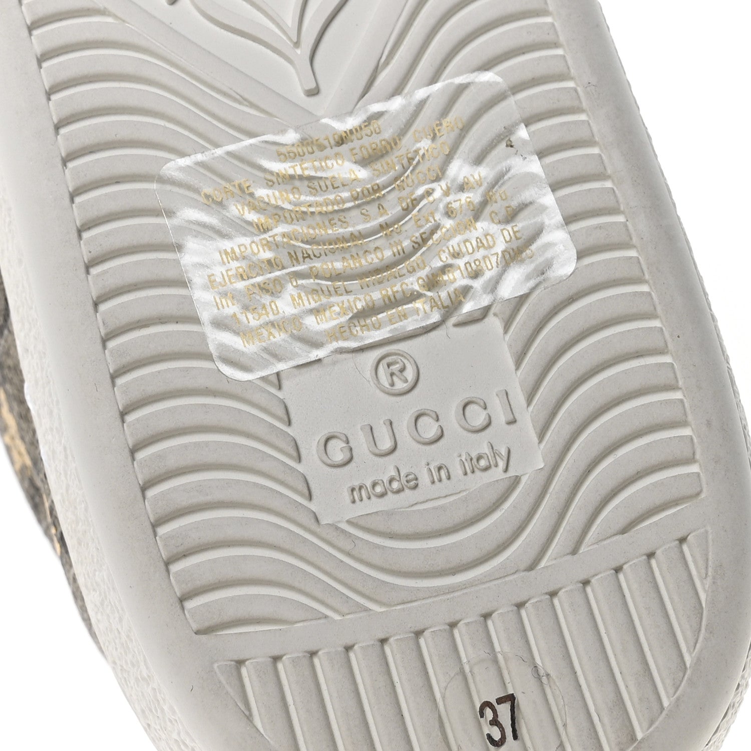 GG Supreme Monogram Bees Ayers Web Womens Ace Sneakers 37 Beige Oro Green Red