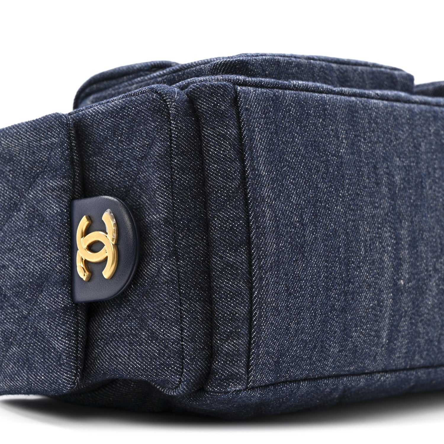 Washed Denim Quilted Maxi Trendy Pockets Hobo Dark Blue