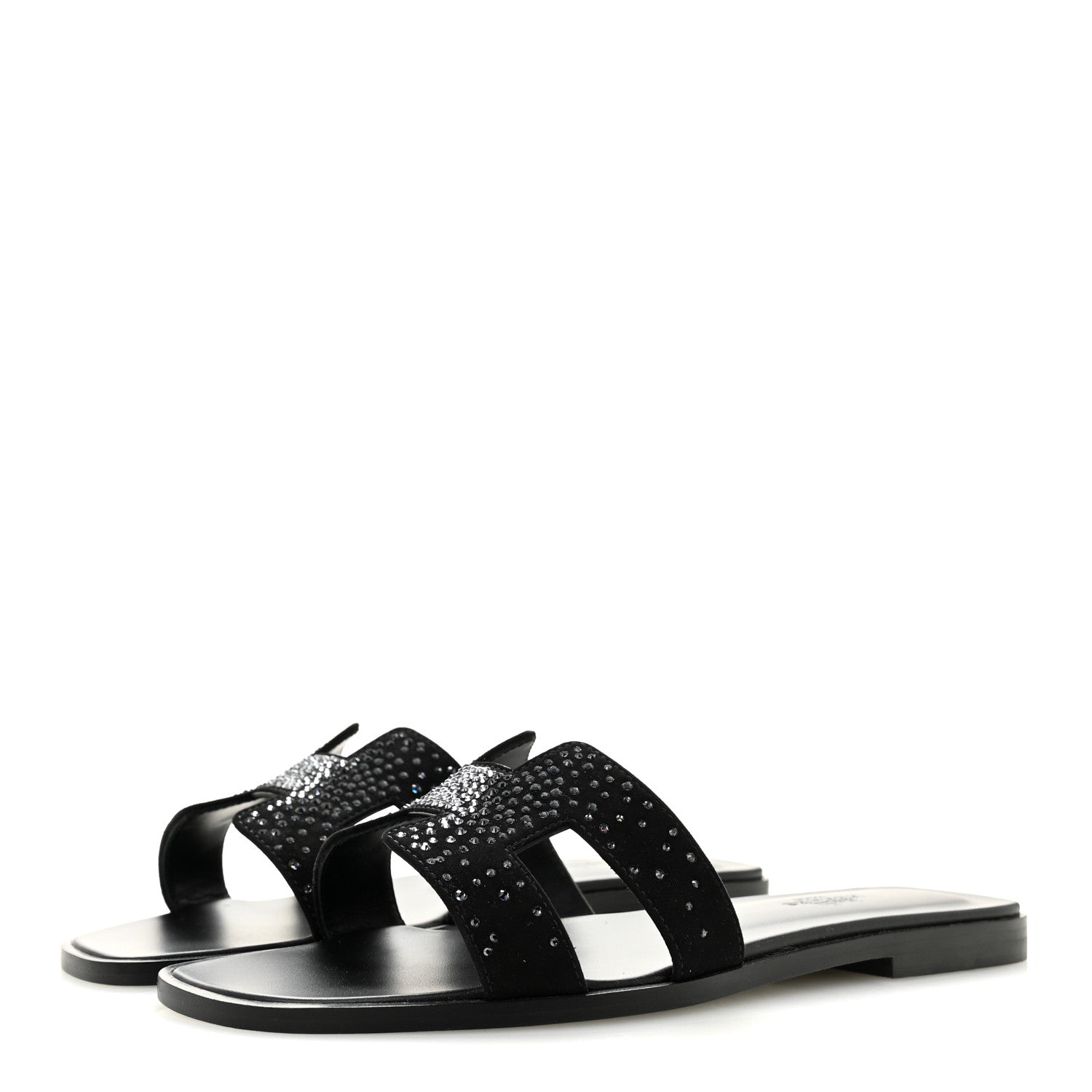 Suede Crystal Embellished Oran Sandals 37.5 Black