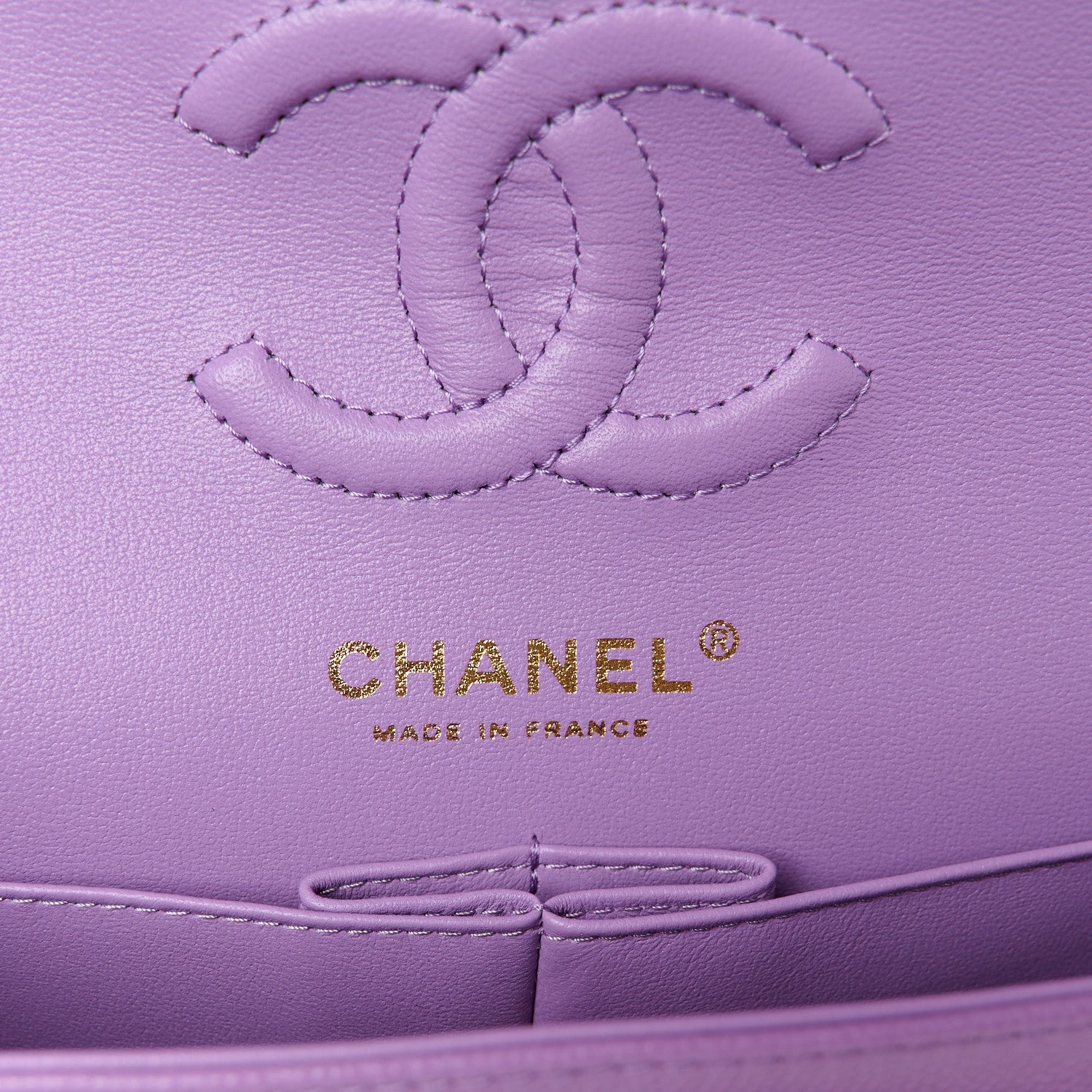 Caviar Quilted Small Double Flap Purple