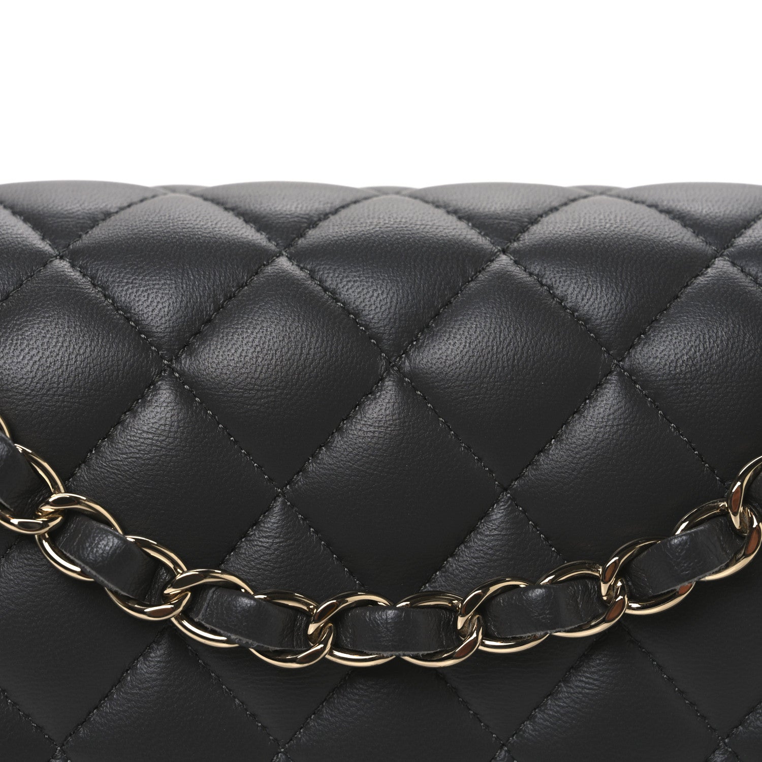 Lambskin Quilted Medium Double Flap Dark Grey