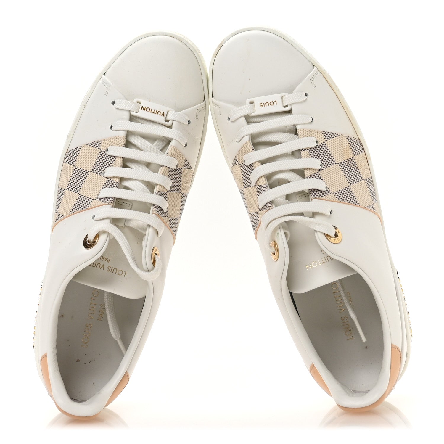 Damier Azur Front Row Sneaker 37.5 White