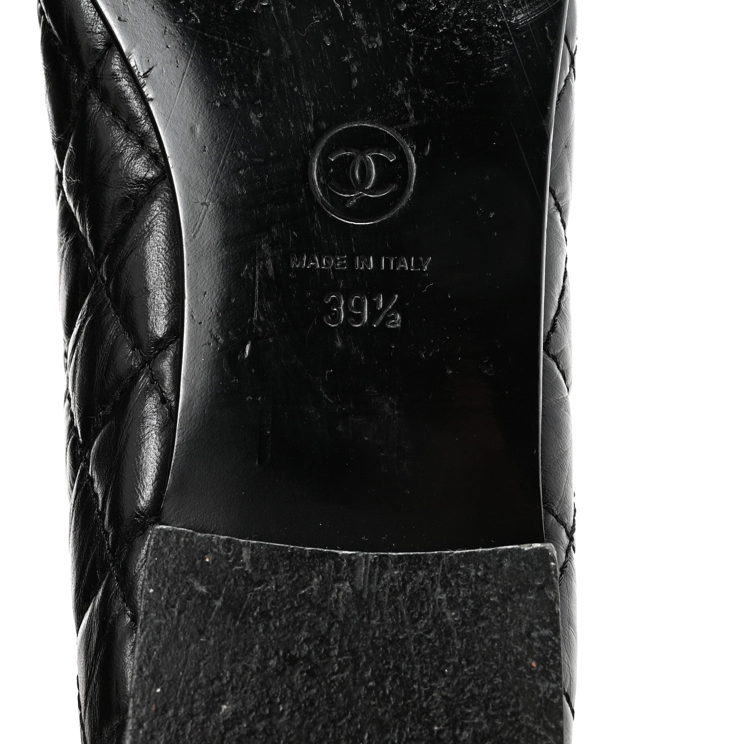 Aged Calfskin Quilted CC Cap Toe Ballerina Flats 39.5 Black