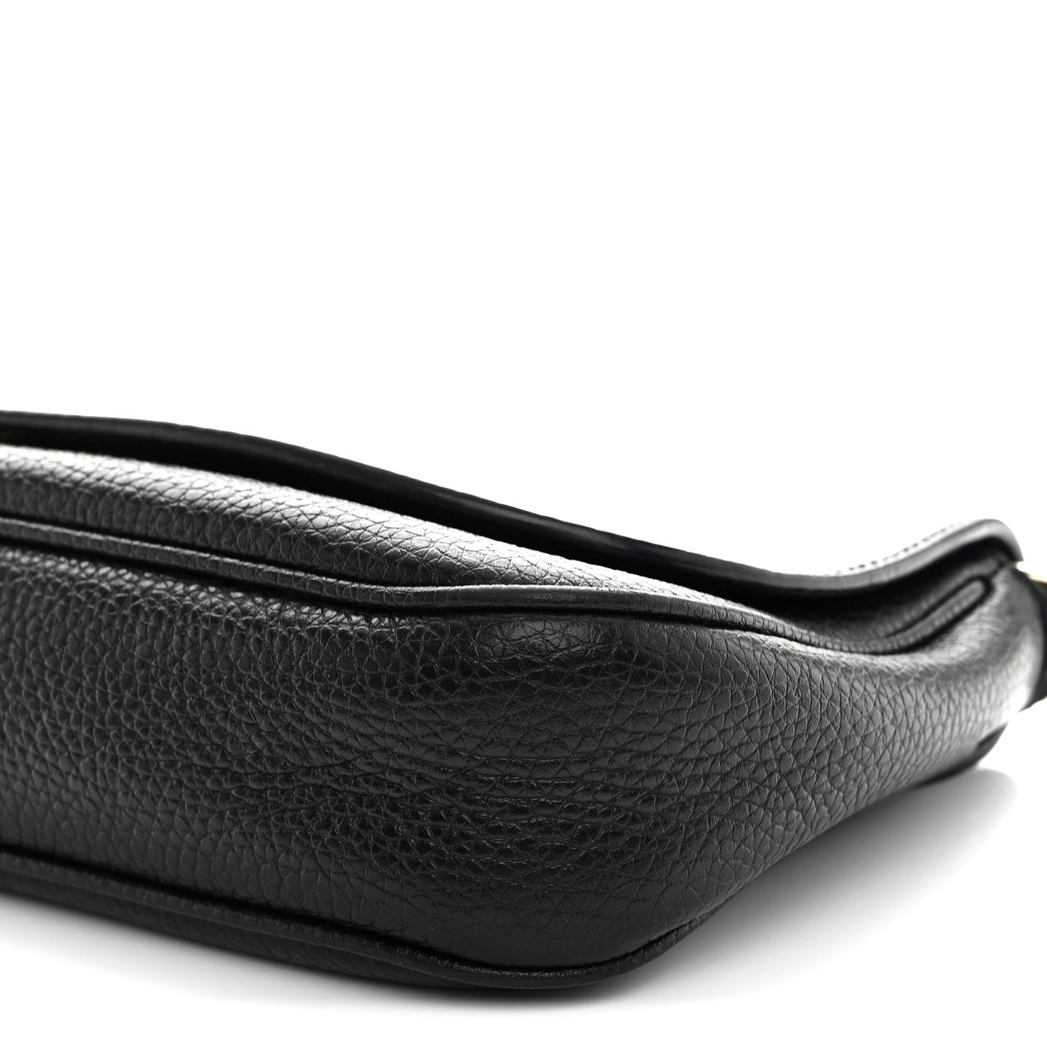 Pebbled Calfskin Medium Soho Flap Crossbody Black