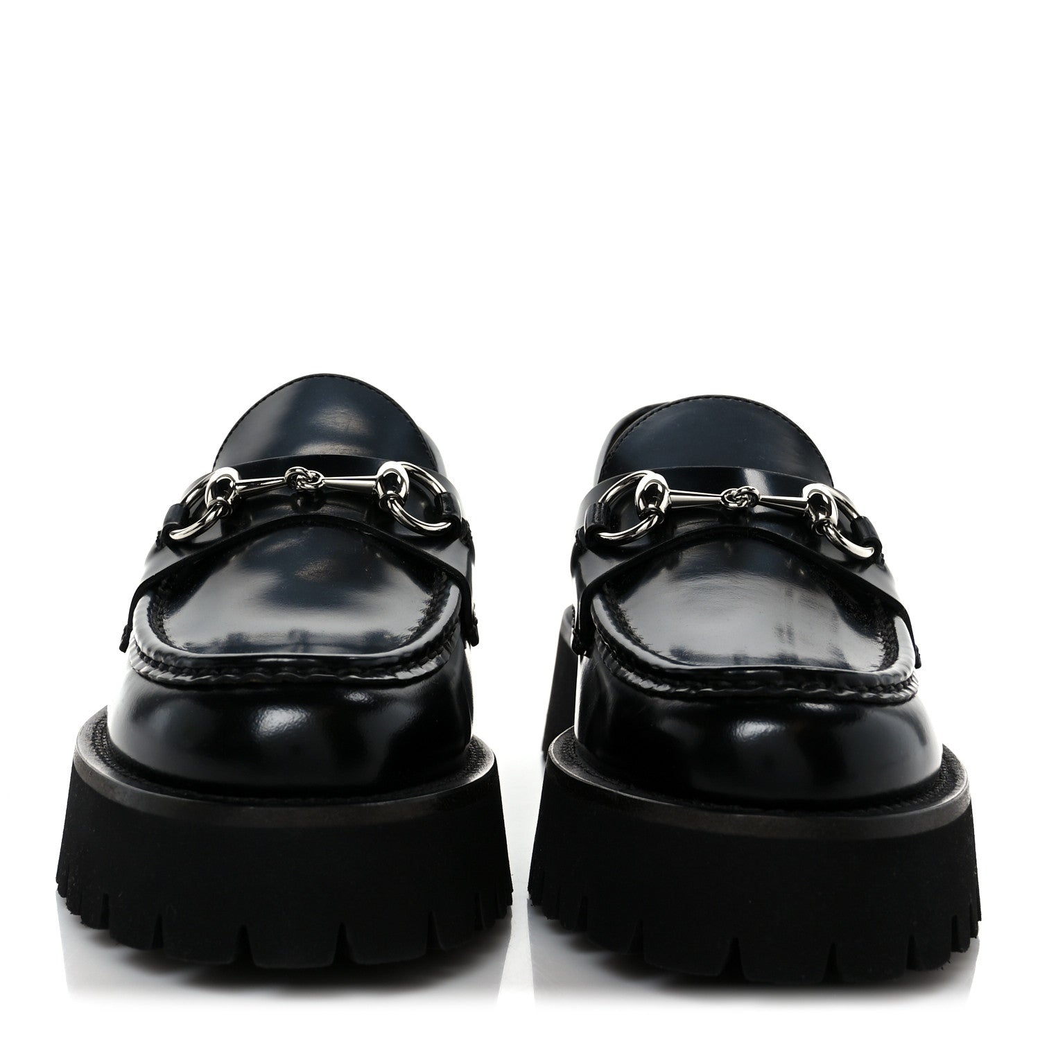 Cordovan Lux Womens Horsebit 45mm Platform Loafers 38 Black