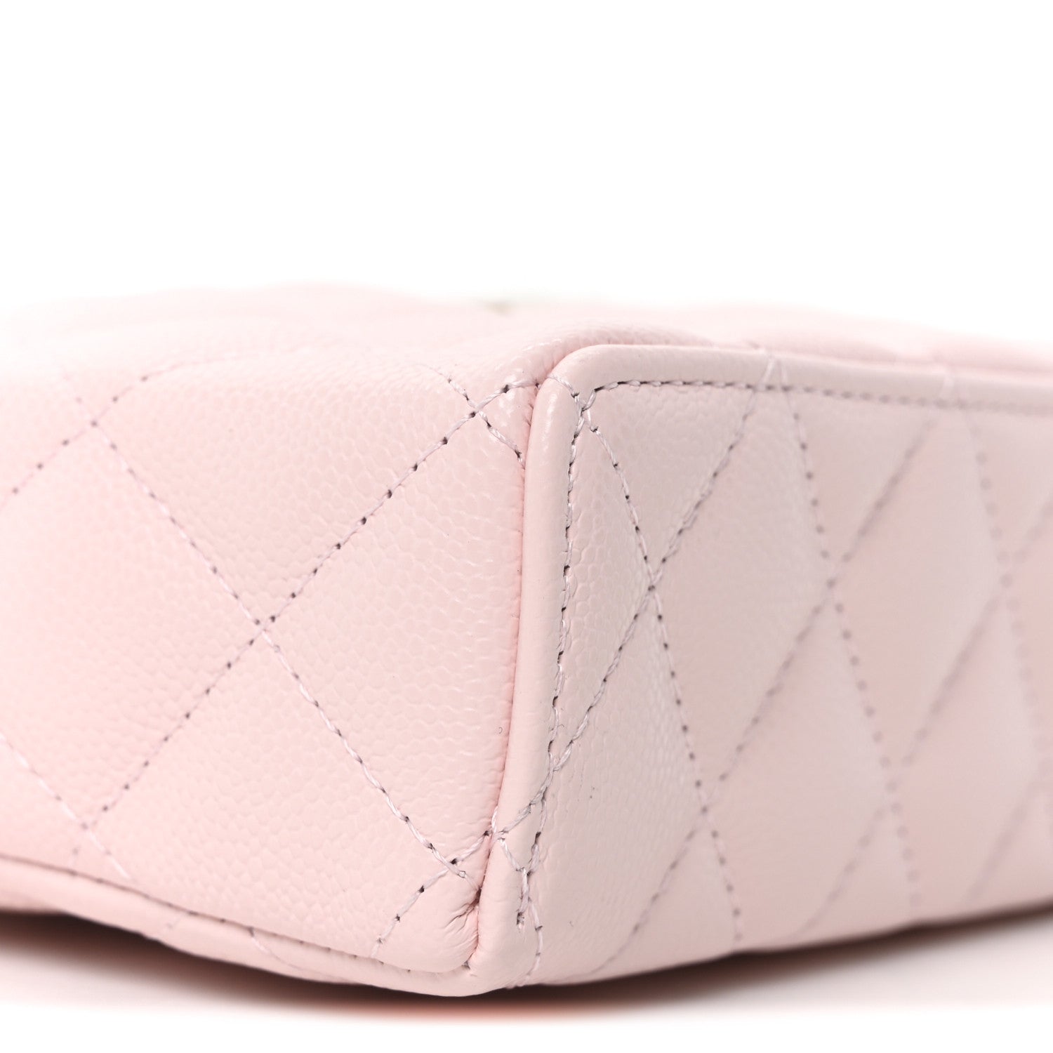 Caviar Quilted Top Handle Slim Vanity With Chain Light Pink