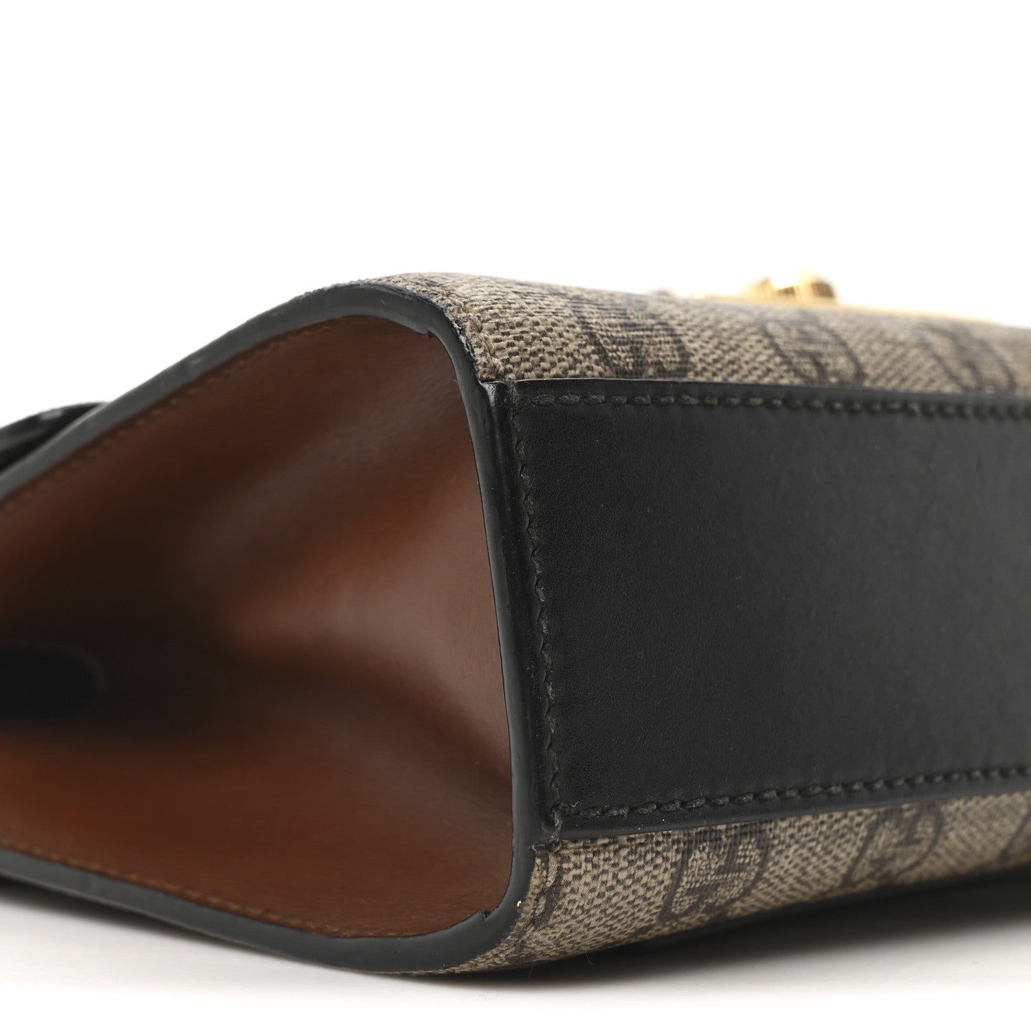 GG Supreme Monogram Calfskin Small Padlock Shoulder Bag Beige Black Cuir
