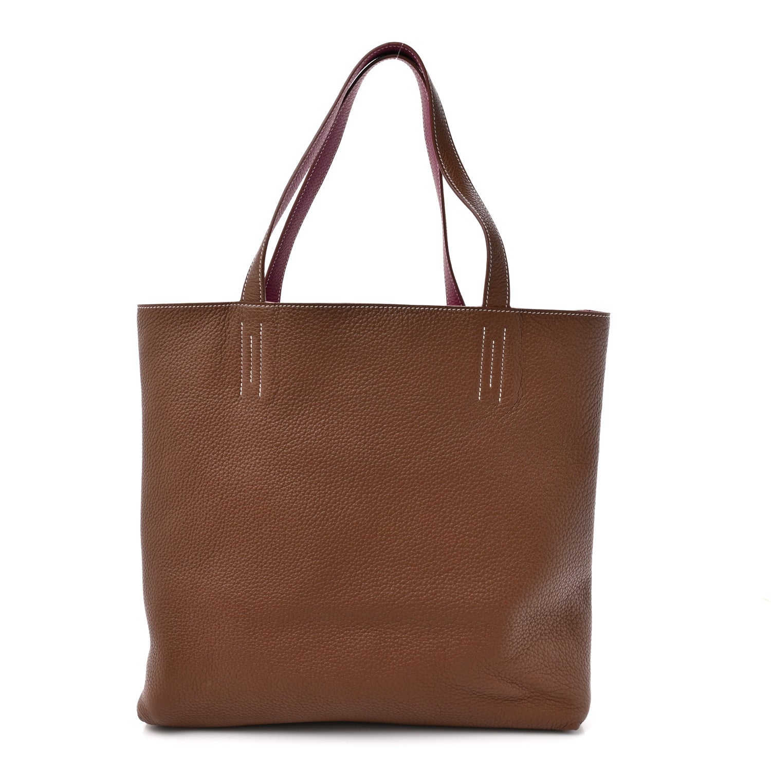 Taurillon Clemence Double Sens 36 Reversible Tote Marron Tosca