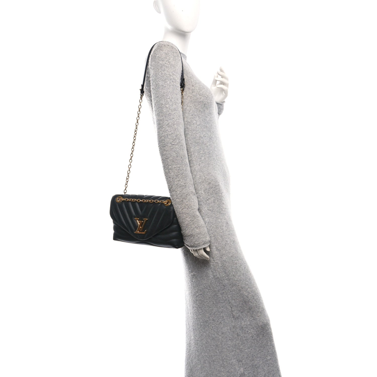 Calfskin LV New Wave Chain Bag Black