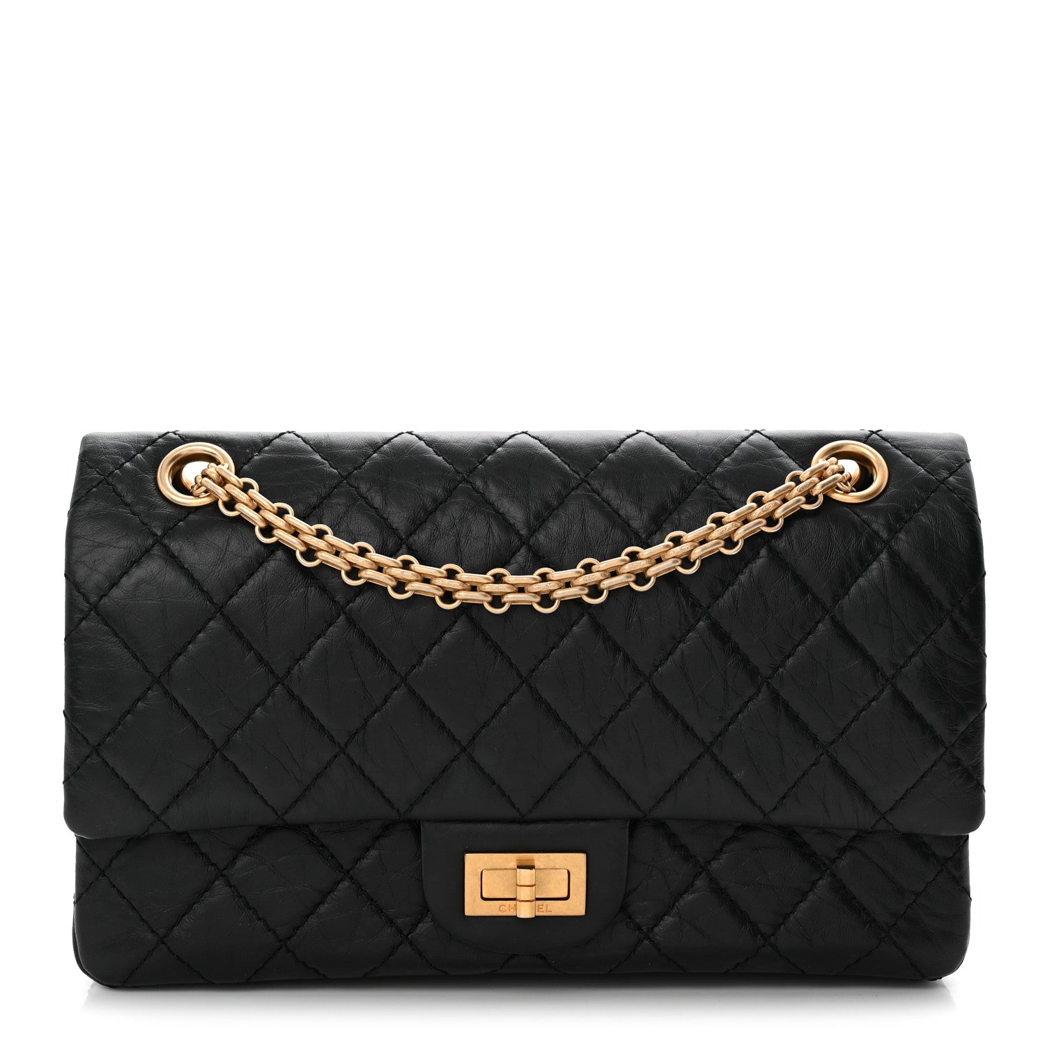 Aged Calfskin Quilted 2.55 Reissue 225 Flap Black