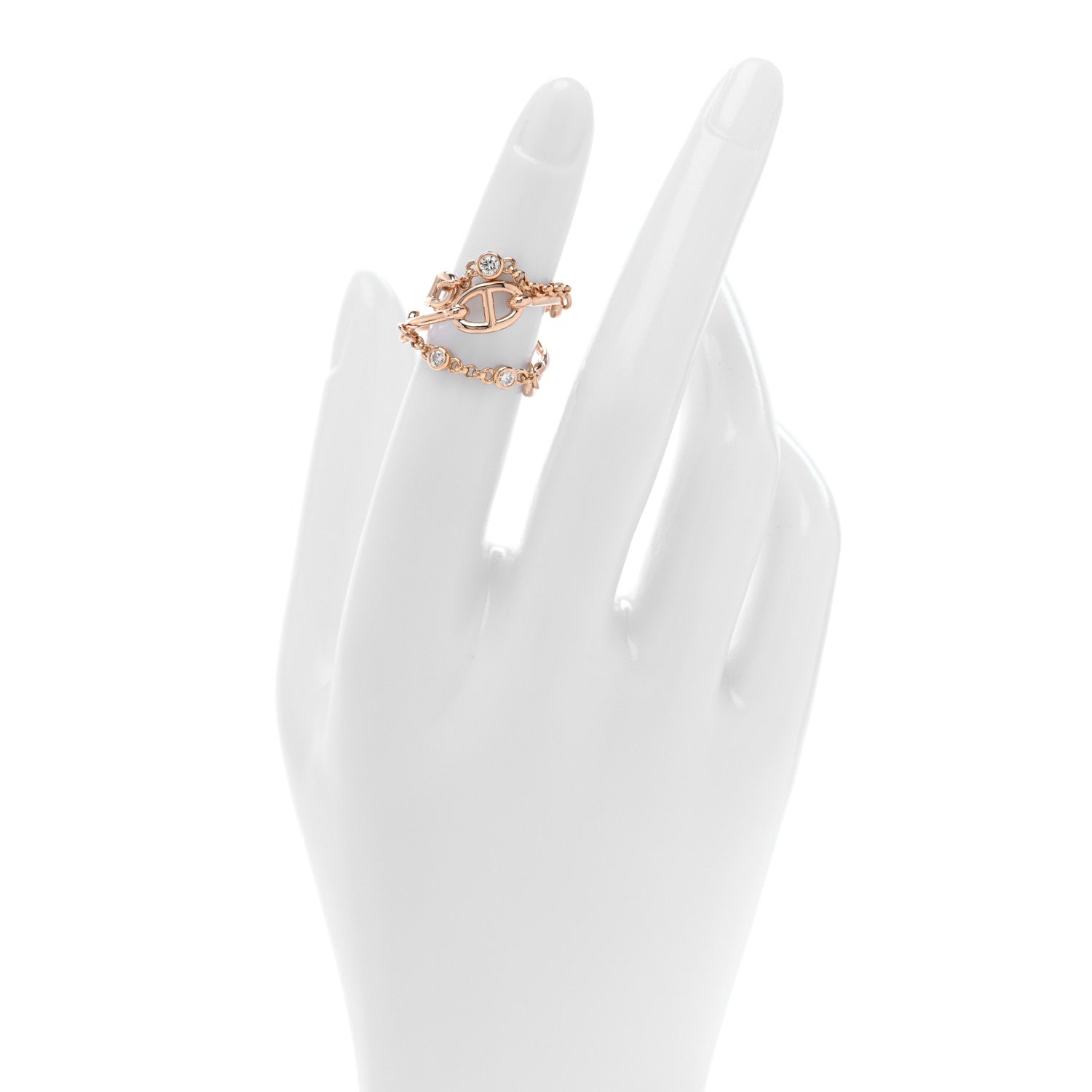 18K Rose Gold Diamond MM Chaine d'Ancre Chaos Ring 46 3.75