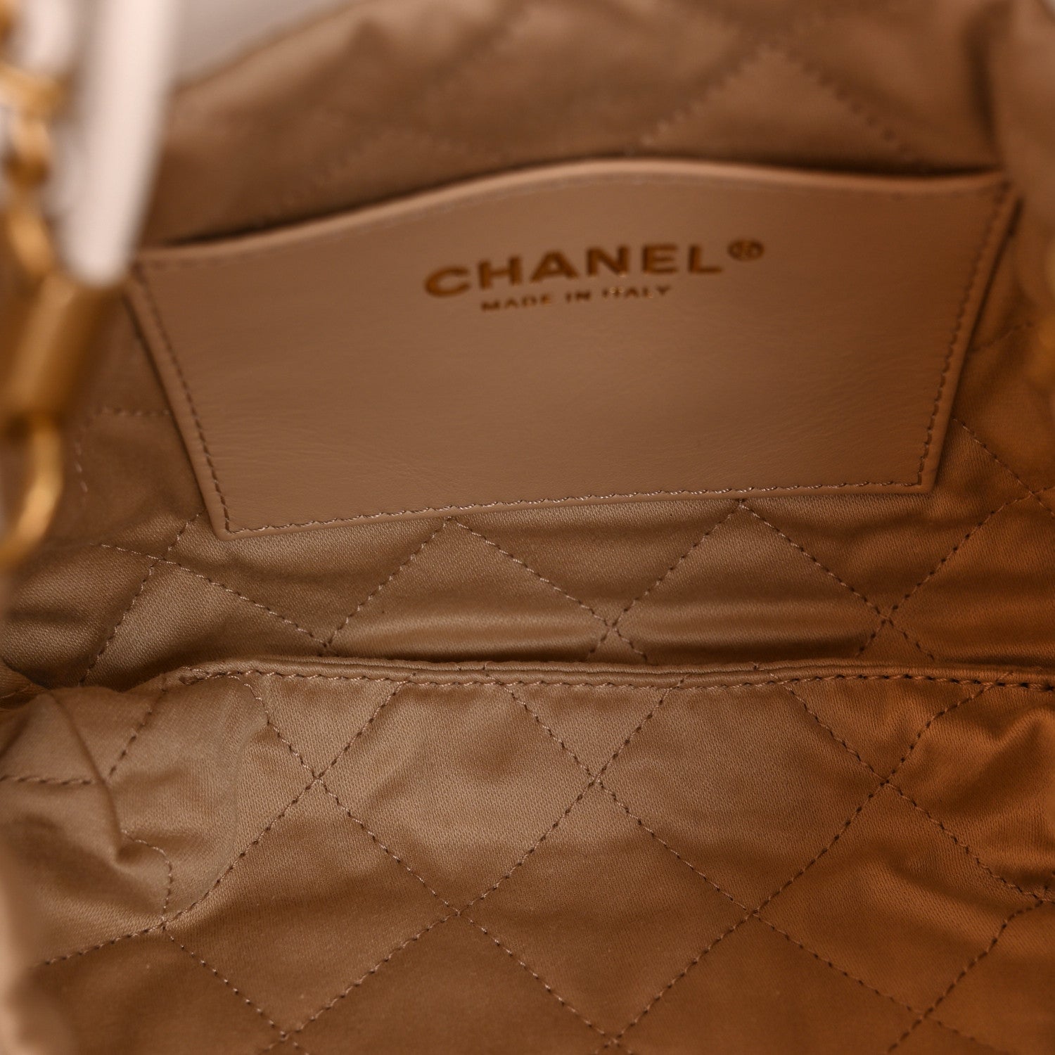 Shiny Calfskin Quilted Mini Chanel 22 White