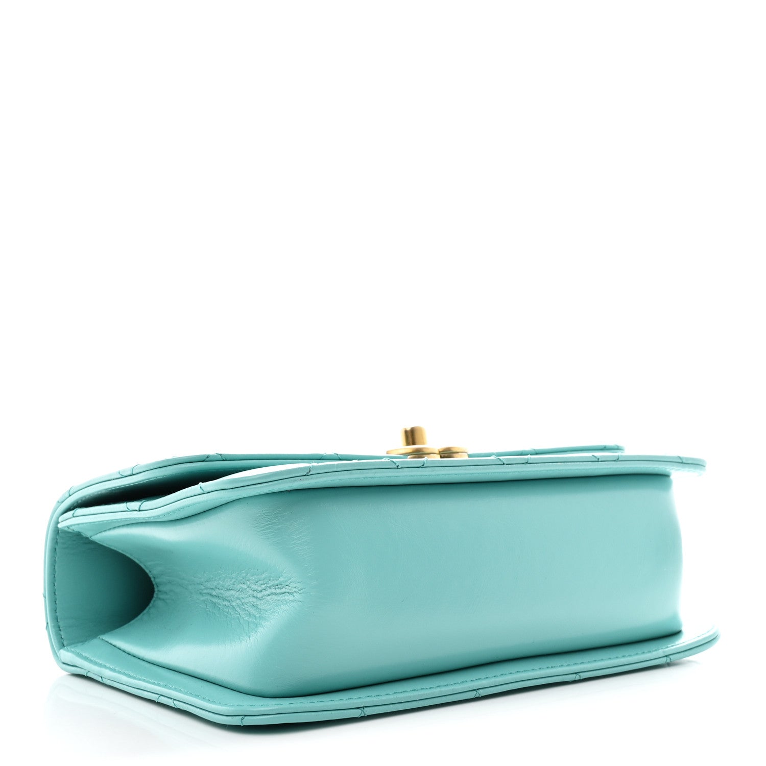 Calfskin Quilted Mini Perfect Fit Flap Turquoise