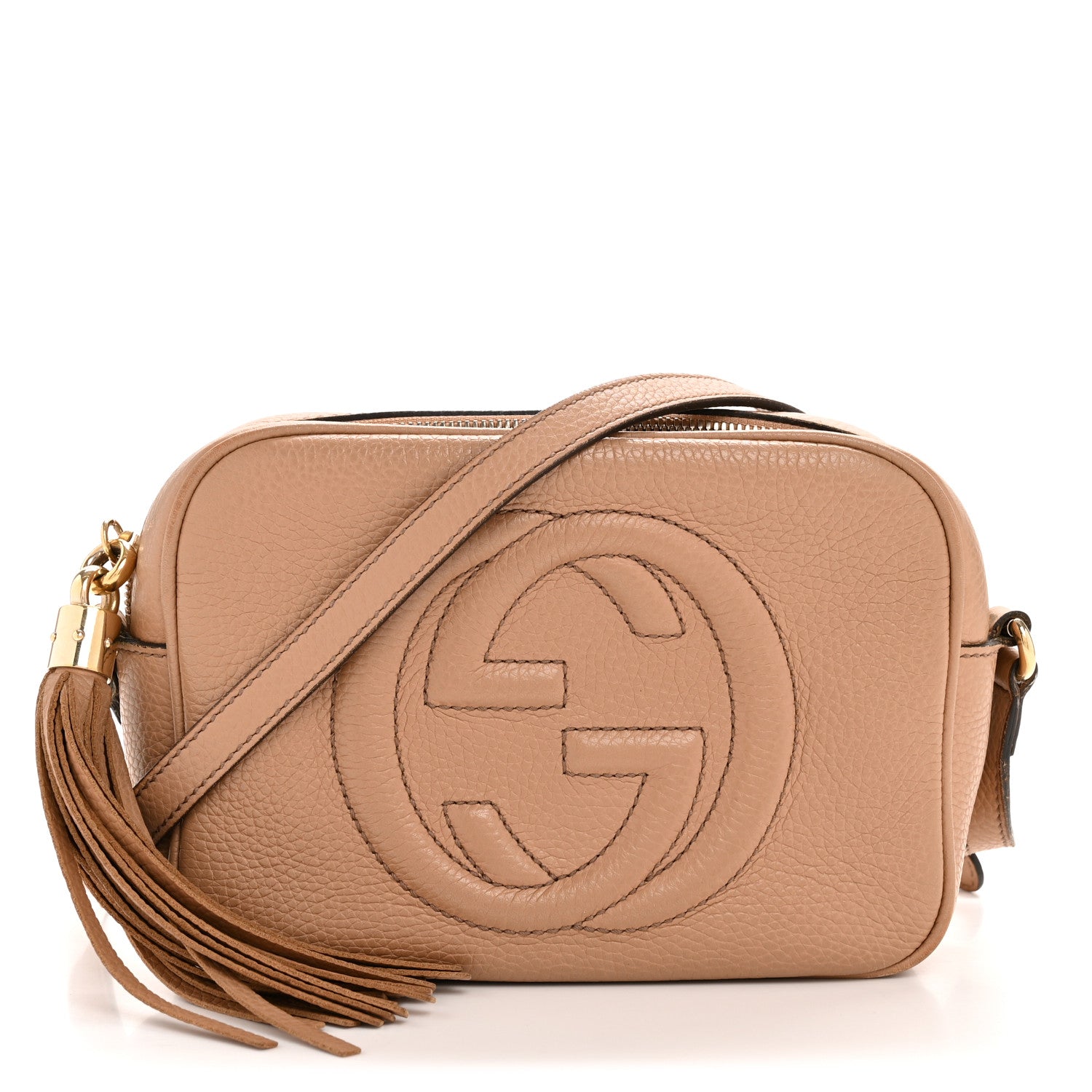 Pebbled Calfskin Small Soho Disco Bag Camelia
