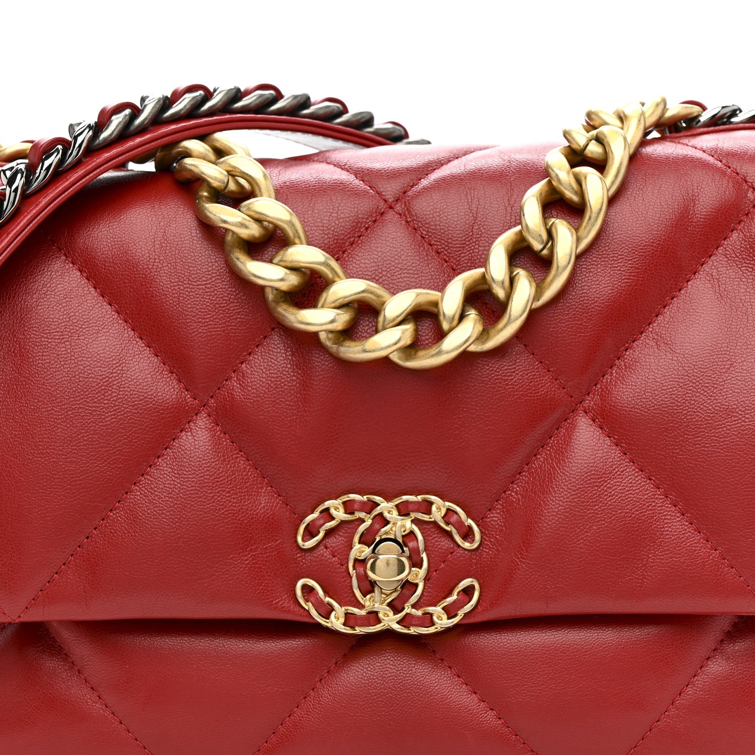 Goatskin Quilted Large Chanel 19 Flap Red