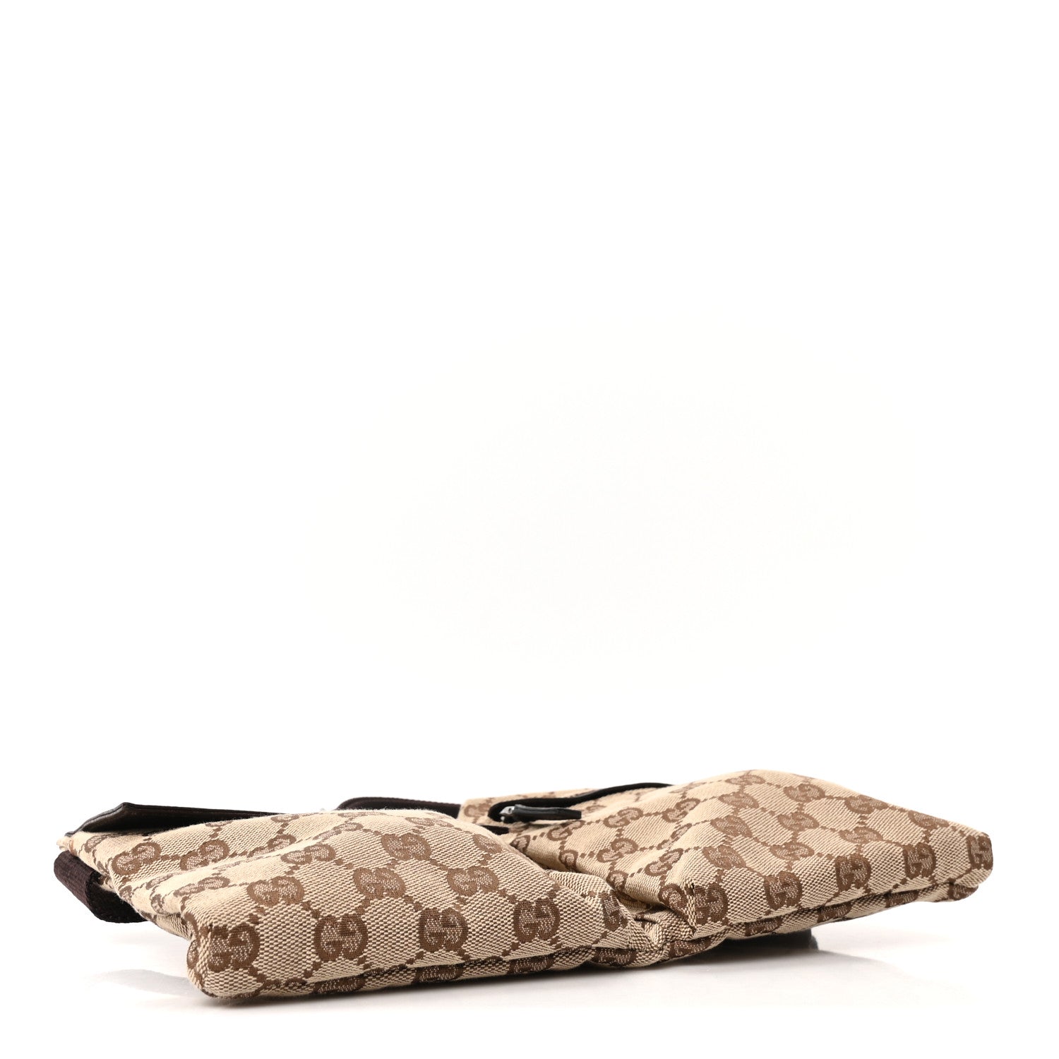 GG Monogram Double Pocket Belt Bag Dark Brown