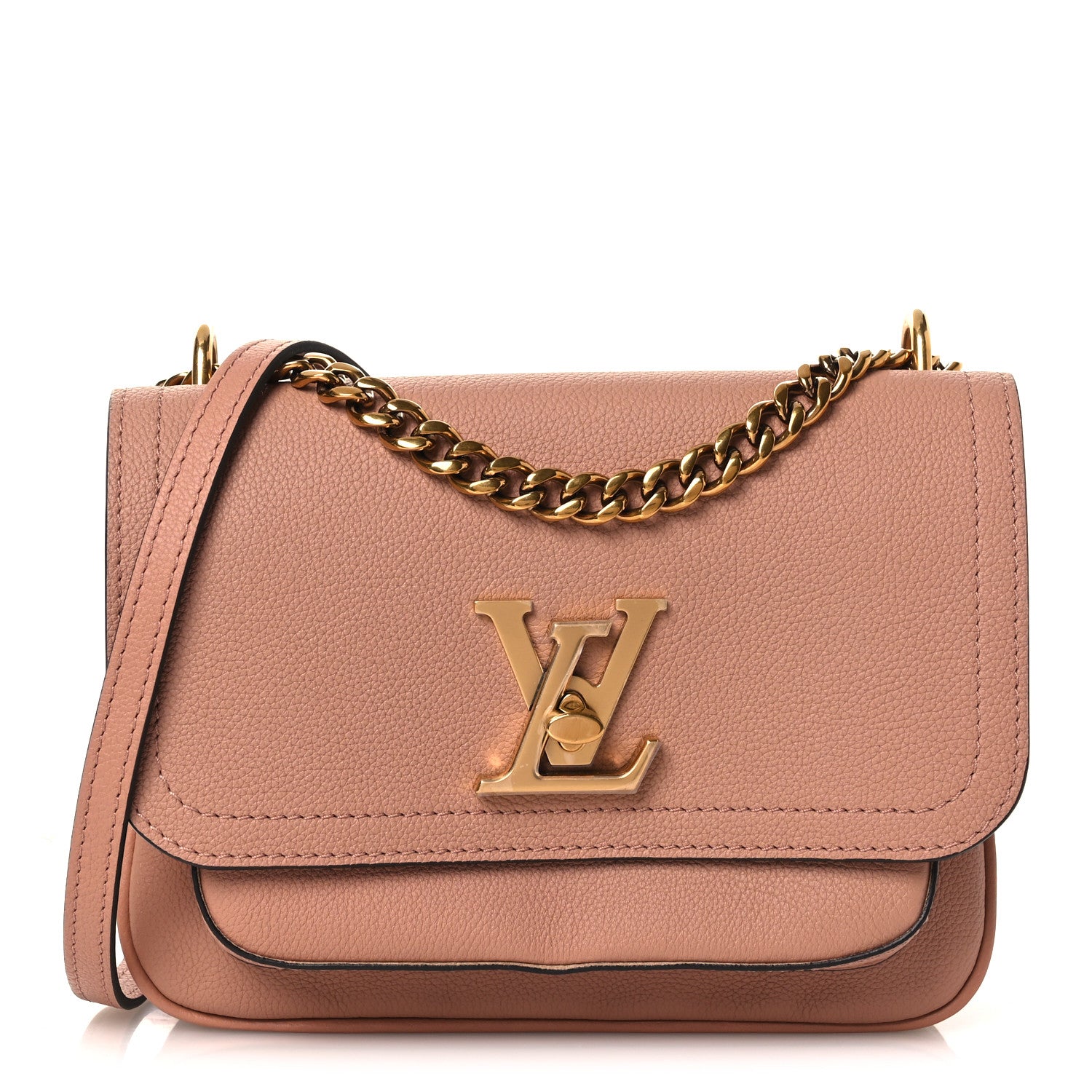 Grained Calfskin Lockme Chain Bag PM Rose Silk