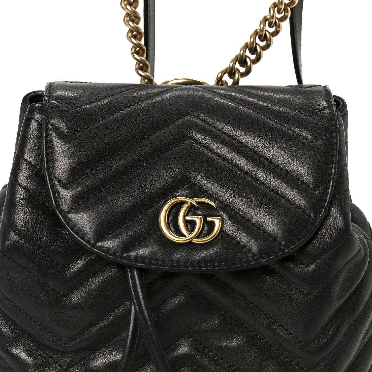 Calfskin Matelasse GG Marmont Flap Backpack Black
