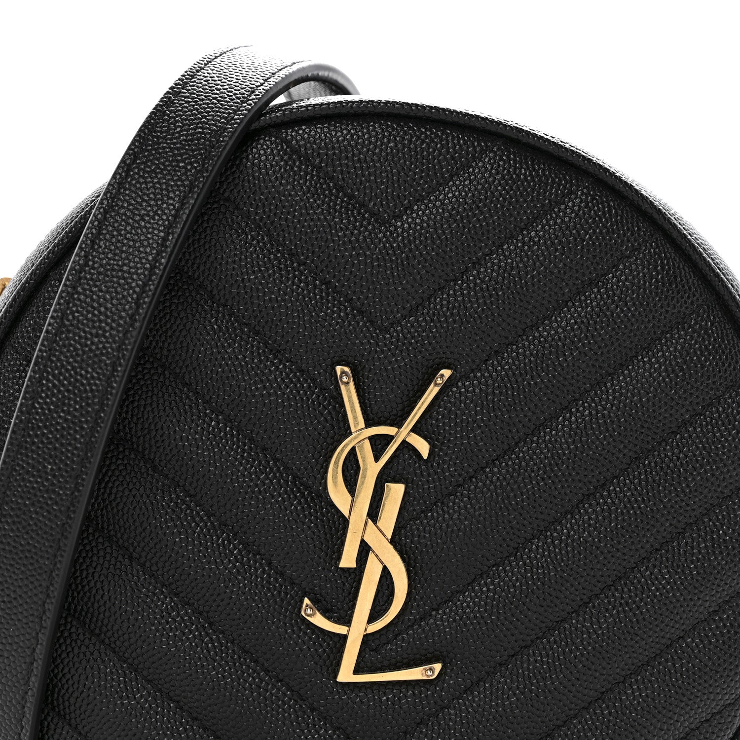 Grain De Poudre Matelasse Chevron Quilted Round Vinyle Camera Bag Black