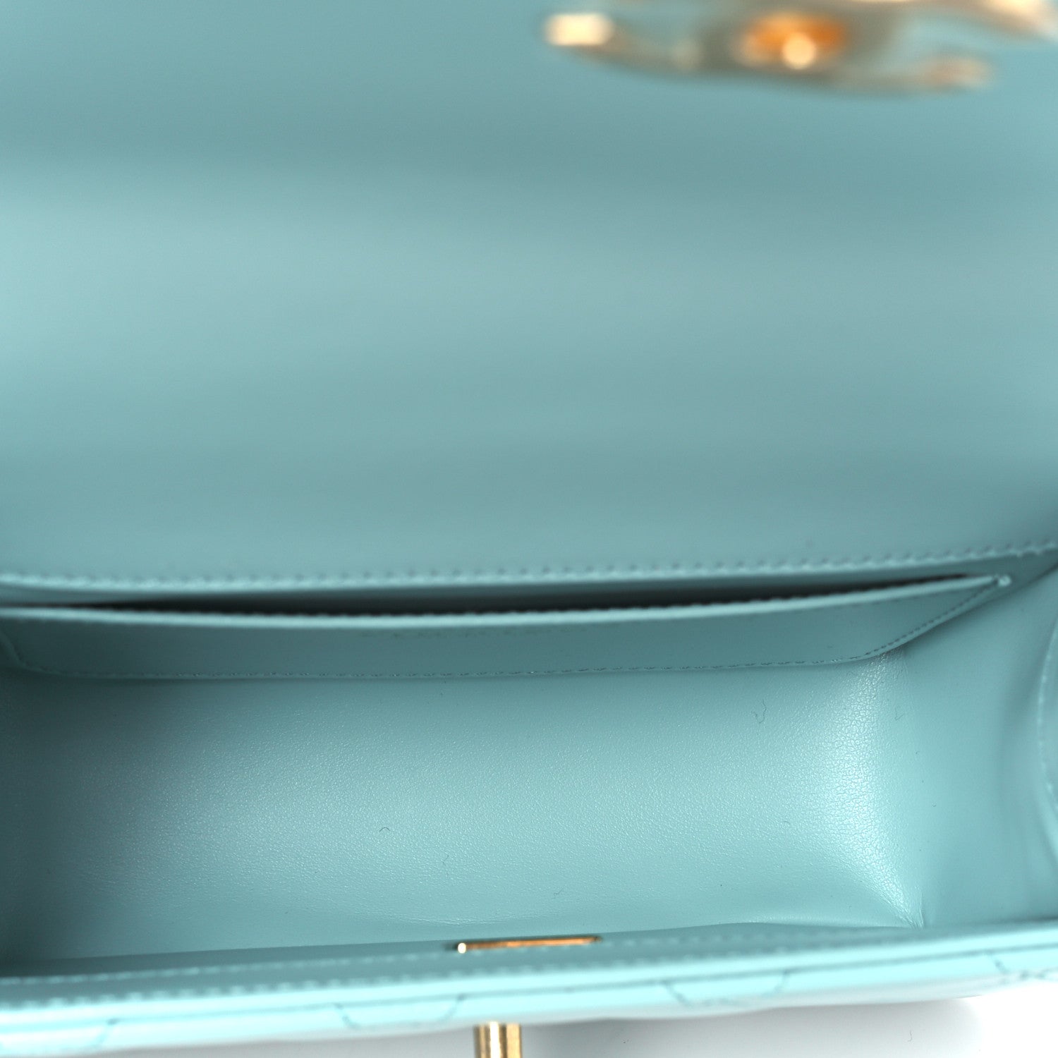 Calfskin Quilted Mini Perfect Fit Flap Turquoise