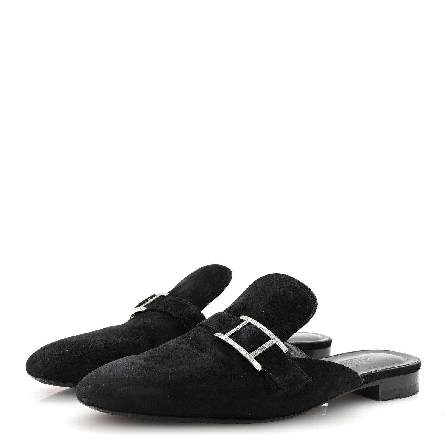 Velvet Goatskin Crystal Beauty Mules 39 Black