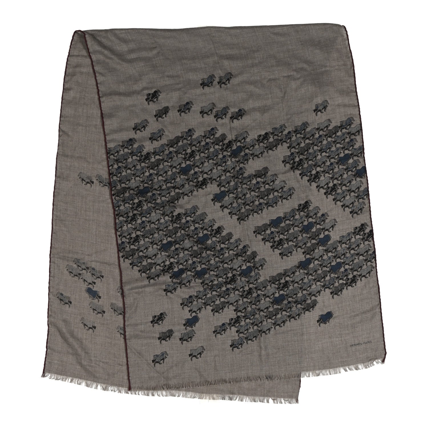 Cashmere Silk The Parage Rectangle Etoupe Petrole Marine