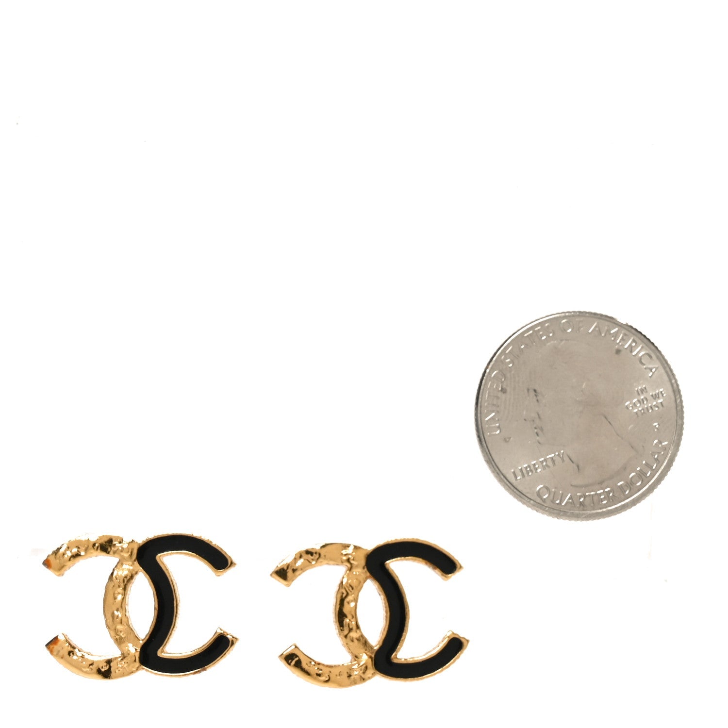 Enamel CC Earrings Black Gold