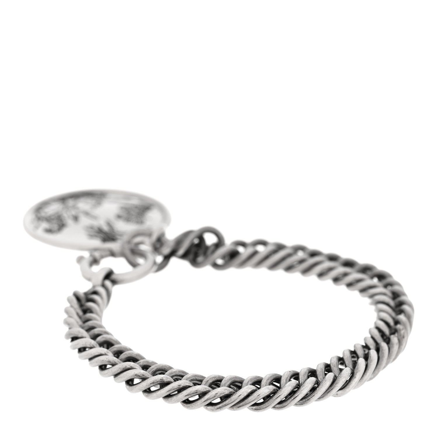 Sterling Silver Round Flora Chain Bracelet
