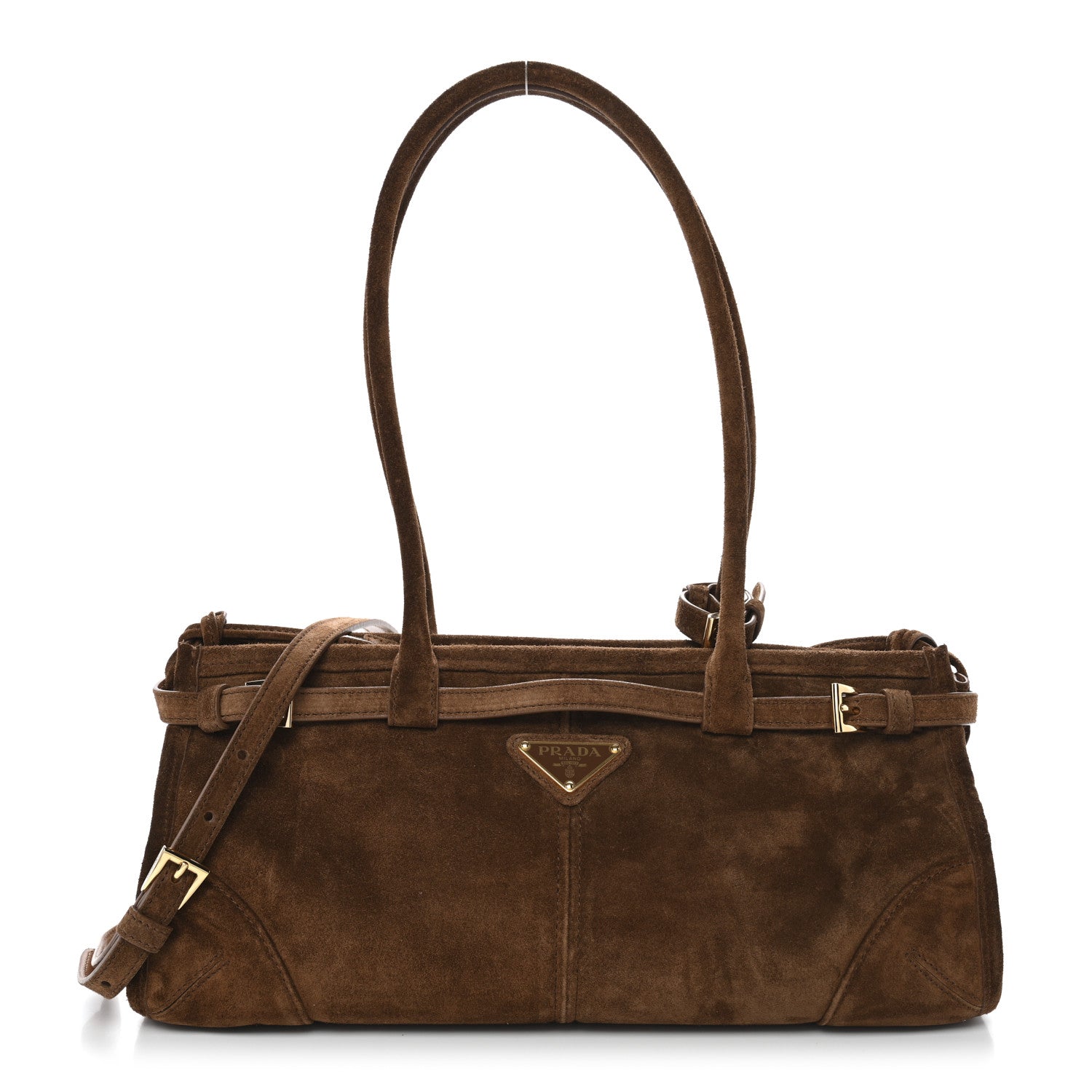 Suede Triangle Medium Bonnie Shoulder Bag Cacao