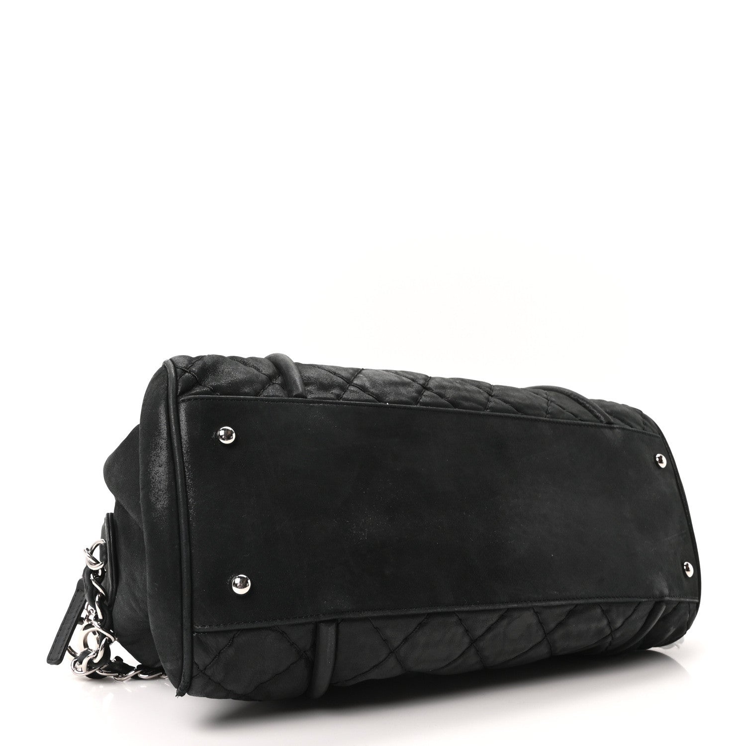 Iridescent Calfskin Quilted Relax CC Bowler Bag Black