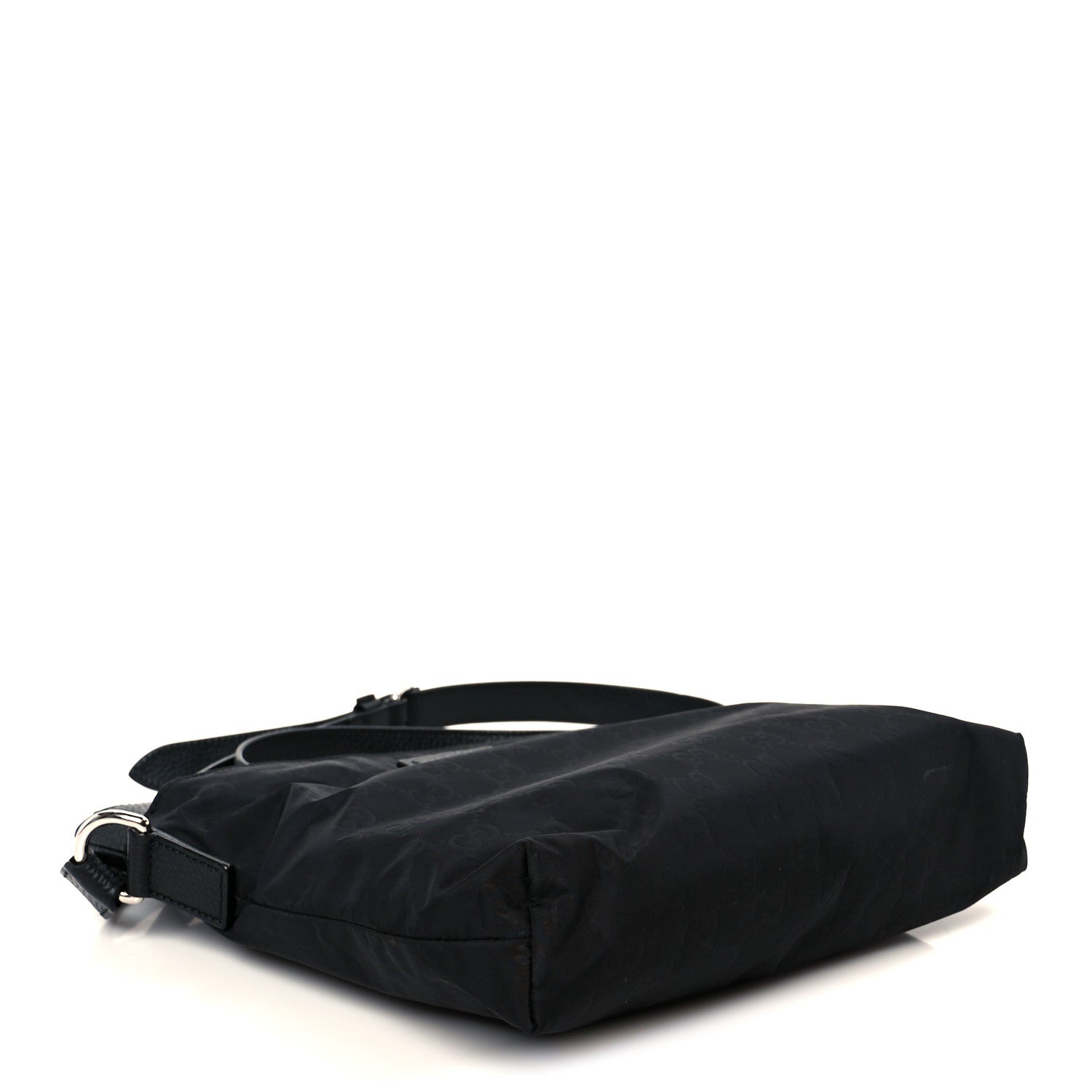 Nylon Monogram Dollar Calfskin Flat Messenger Bag Black