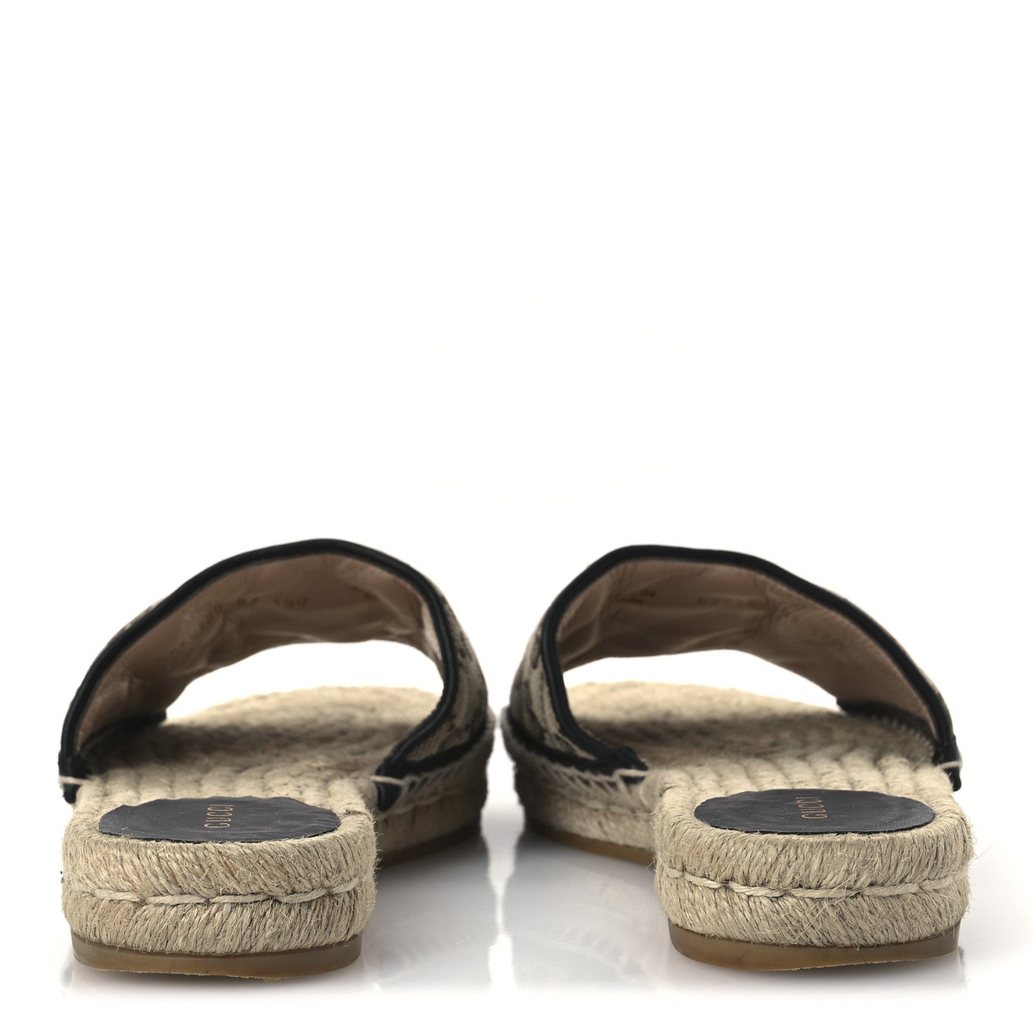 Monogram Matelasse GG Marmont Espadrille 20mm Slide Sandals 37.5 Beige Ebony Black