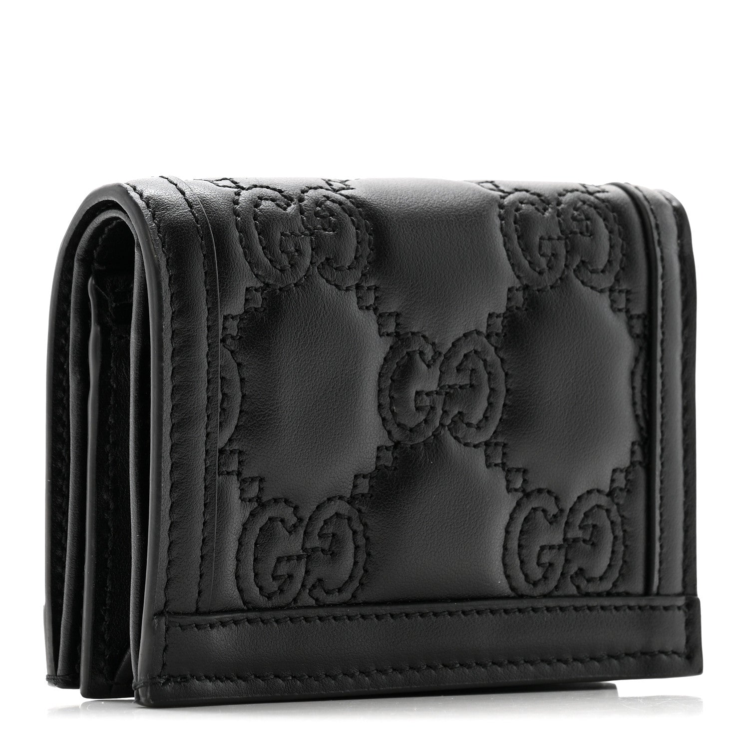 Calfskin GG Matelasse Card Case Wallet Black