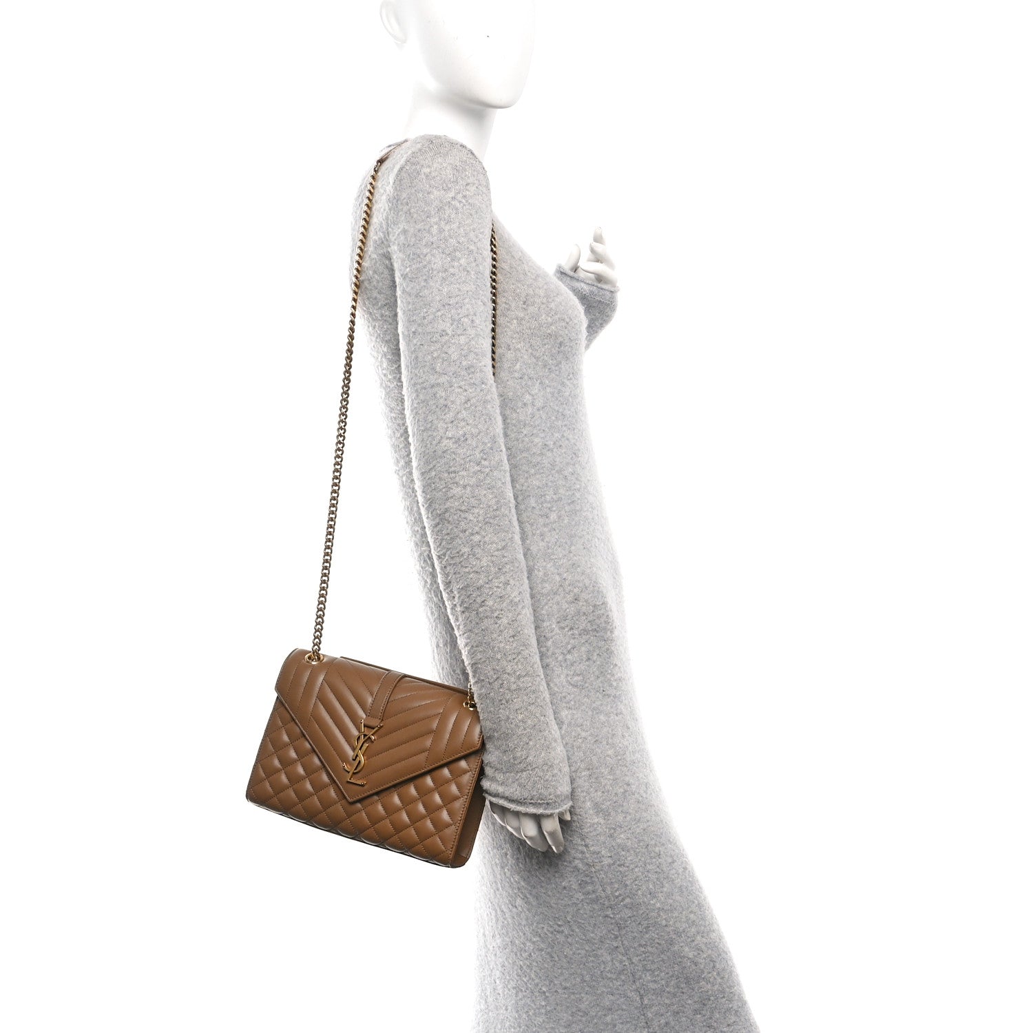 Lambskin Mixed Matelasse Triquilt Medium Monogram Satchel Dark Cork