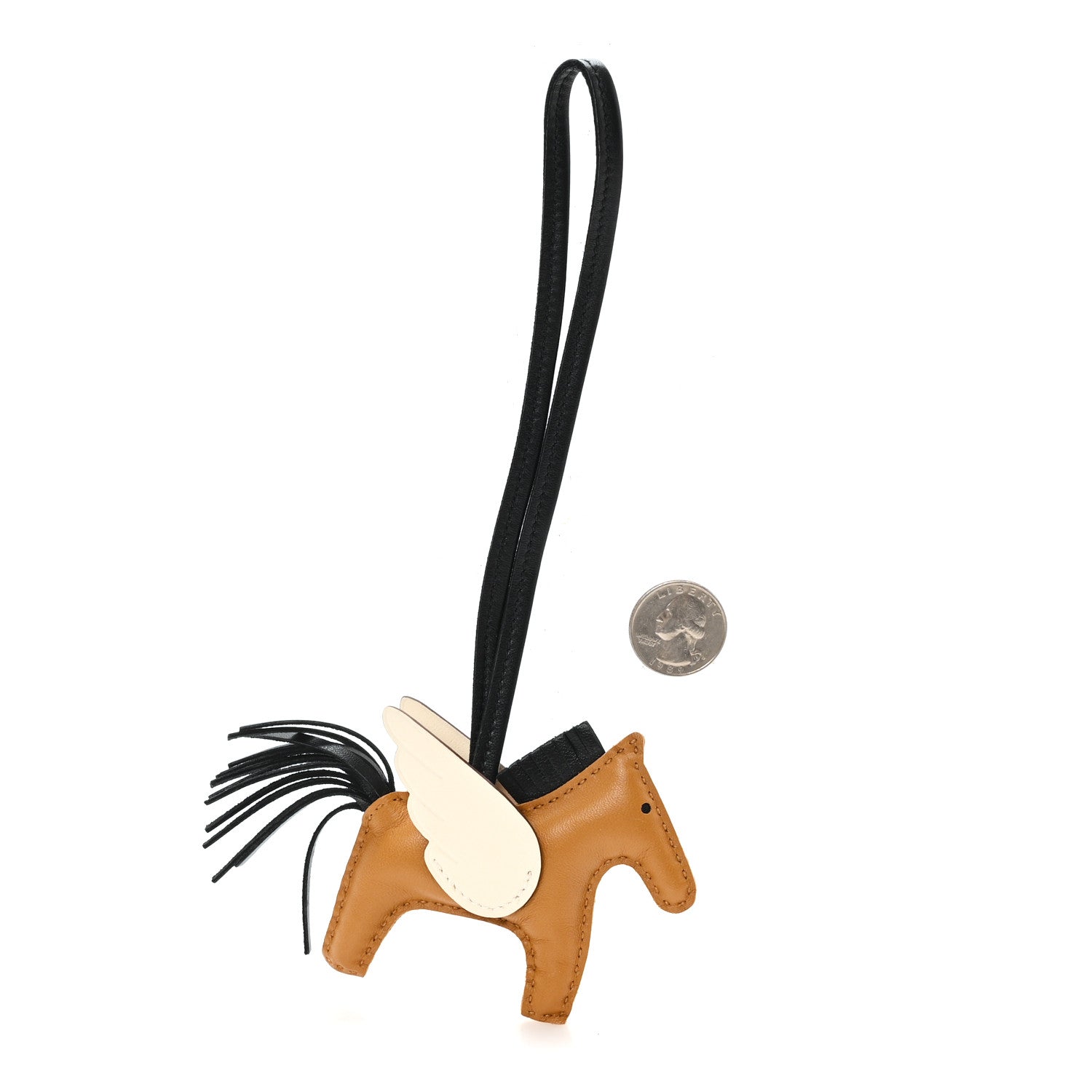 Milo Lambskin Grigri Rodeo Pegase Horse Bag Charm PM Sesame Black Nata