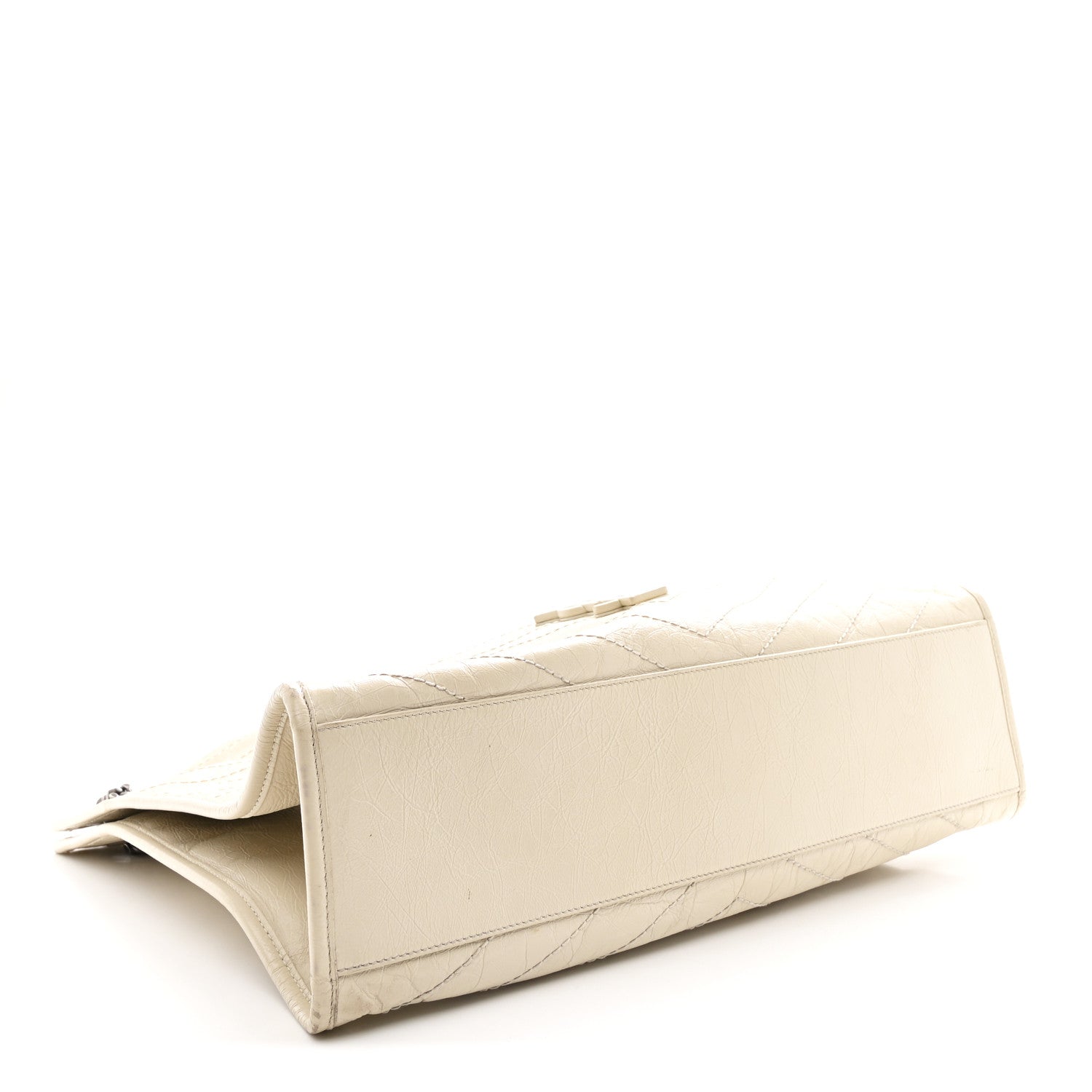 Crinkled Calfskin Matelasse Monogram Large Niki Shopper Tote Cream Soft