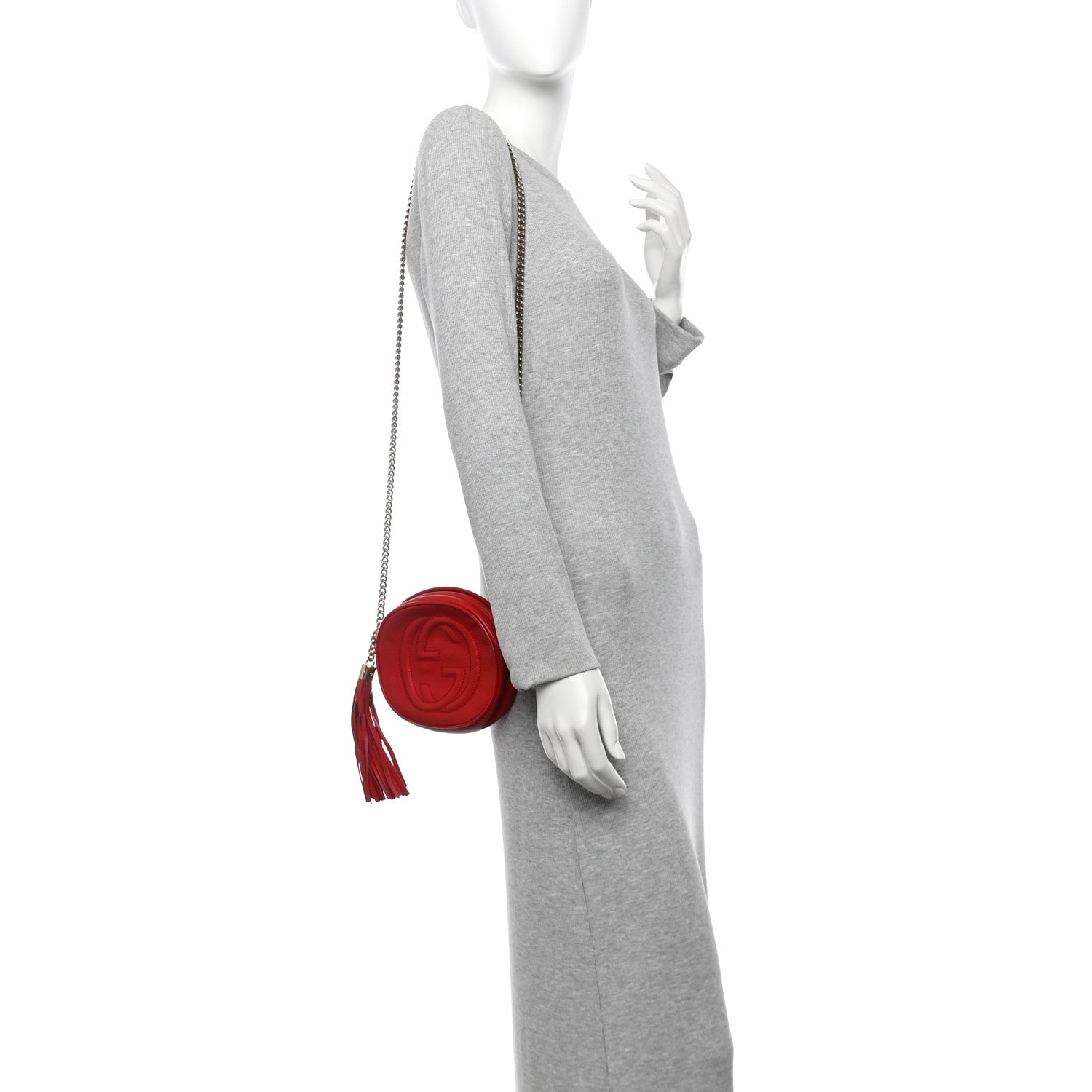 Pebbled Calfskin Mini Soho Chain Bag Tabasco Red