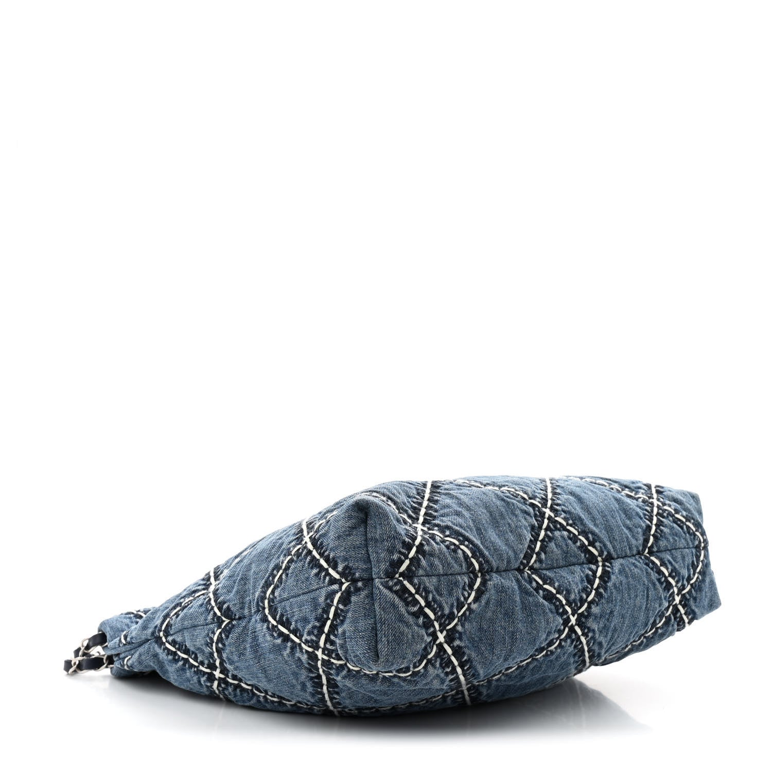 Denim Quilted Stitched Small Chanel 22 Blue